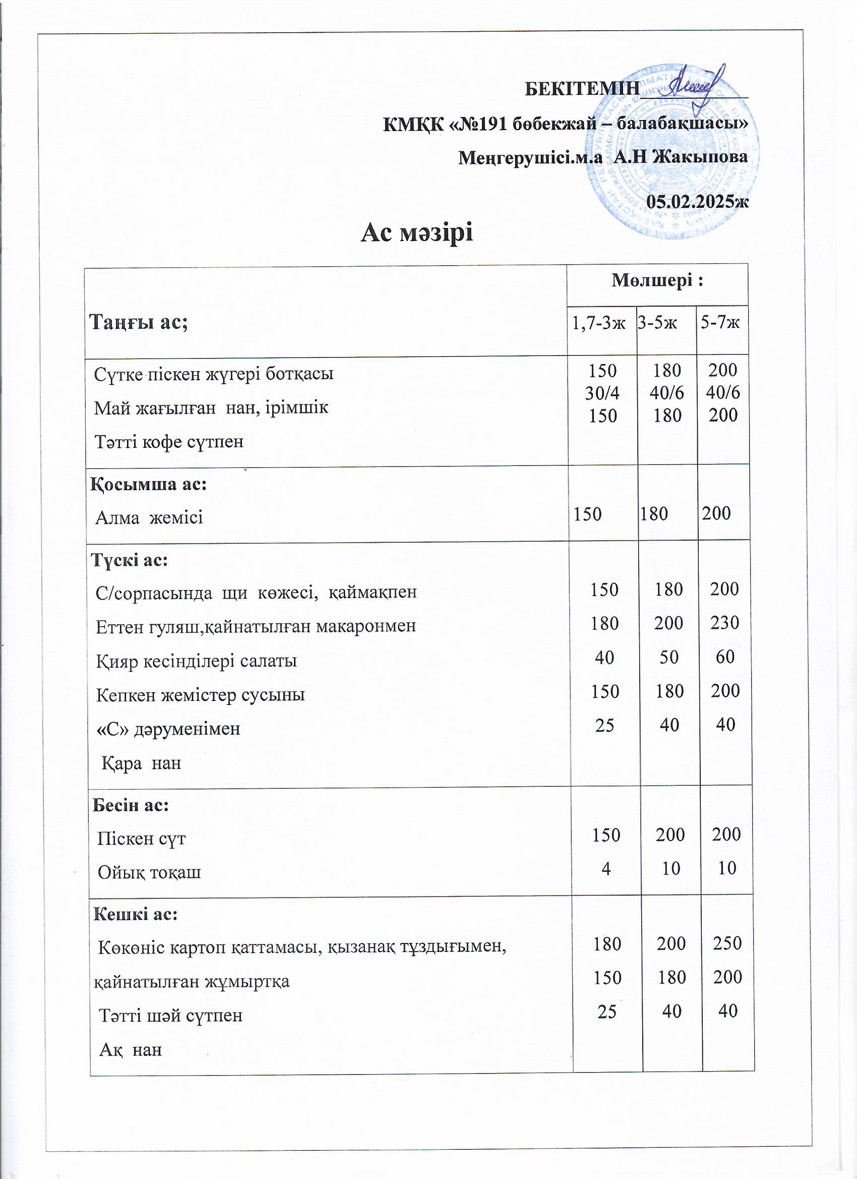 Ас мәзірі