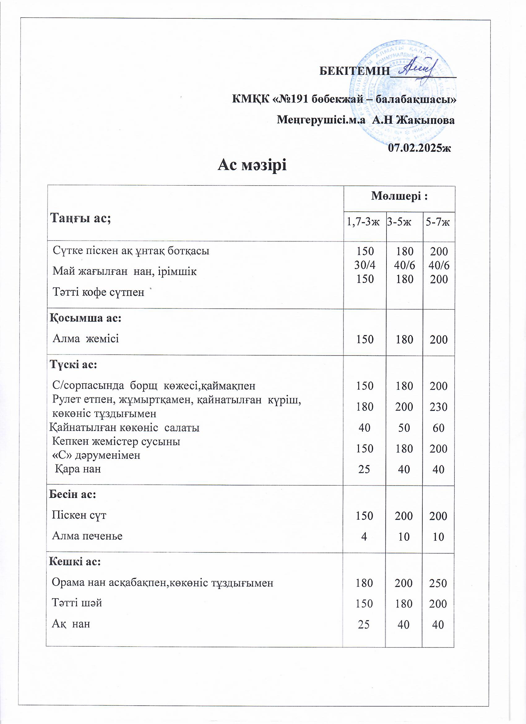 Ас мәзірі