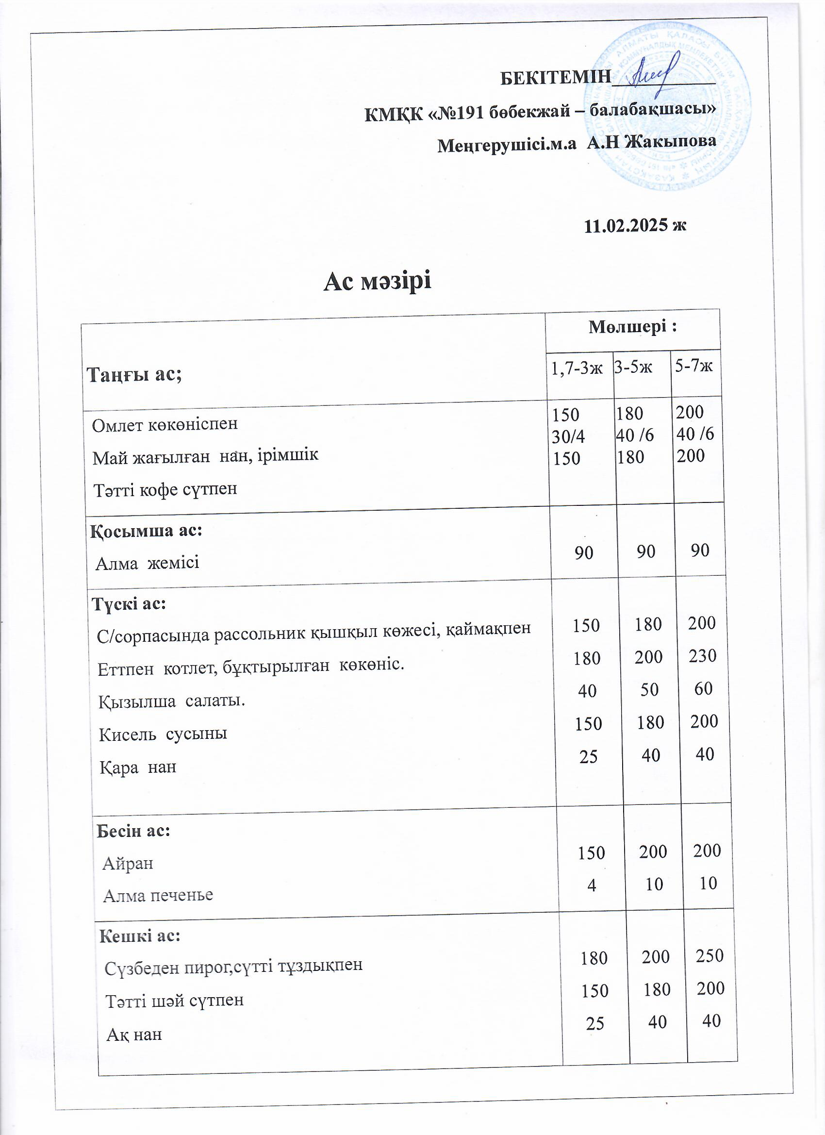 Ас мәзірі
