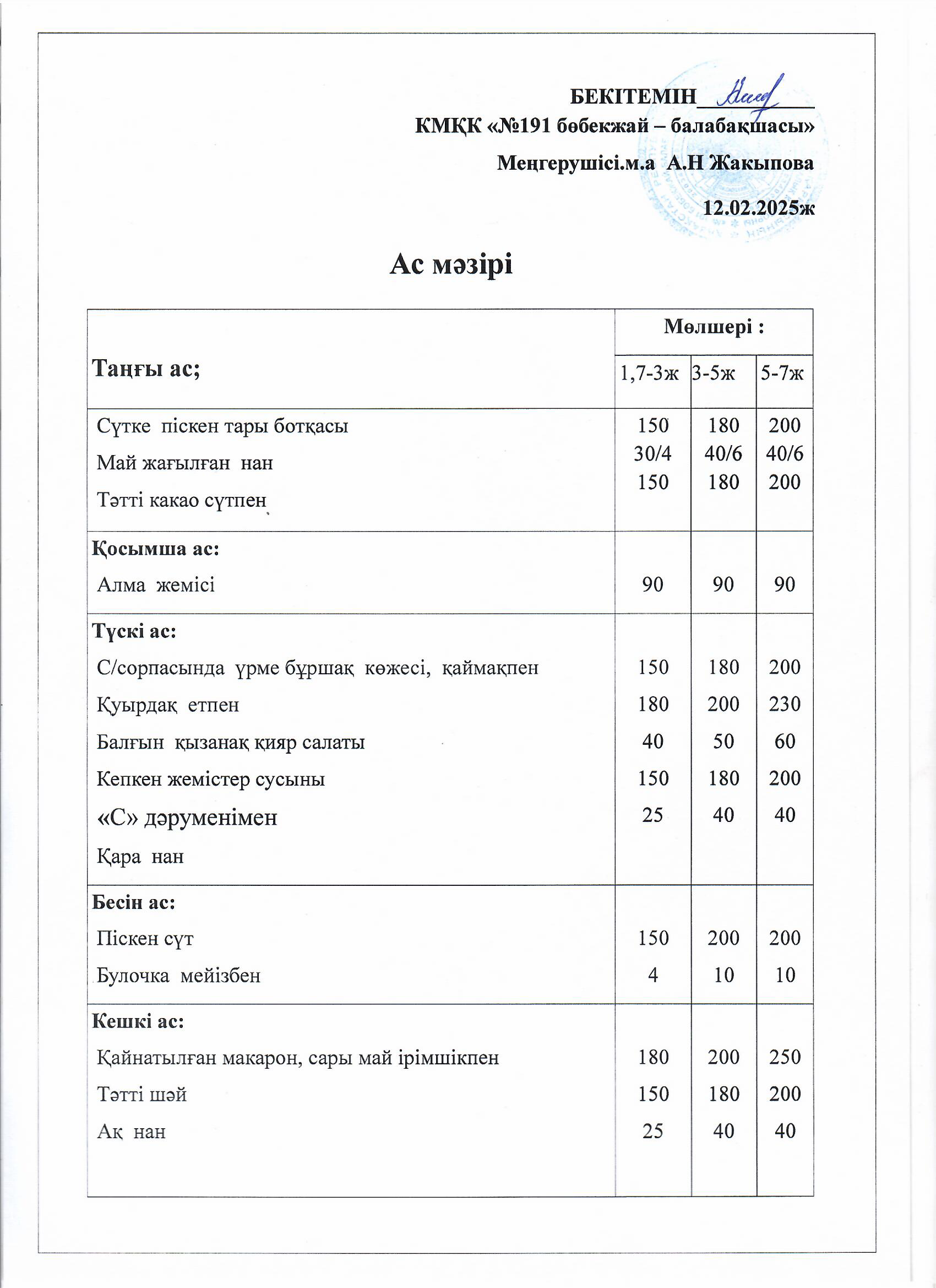 Ас мәзірі