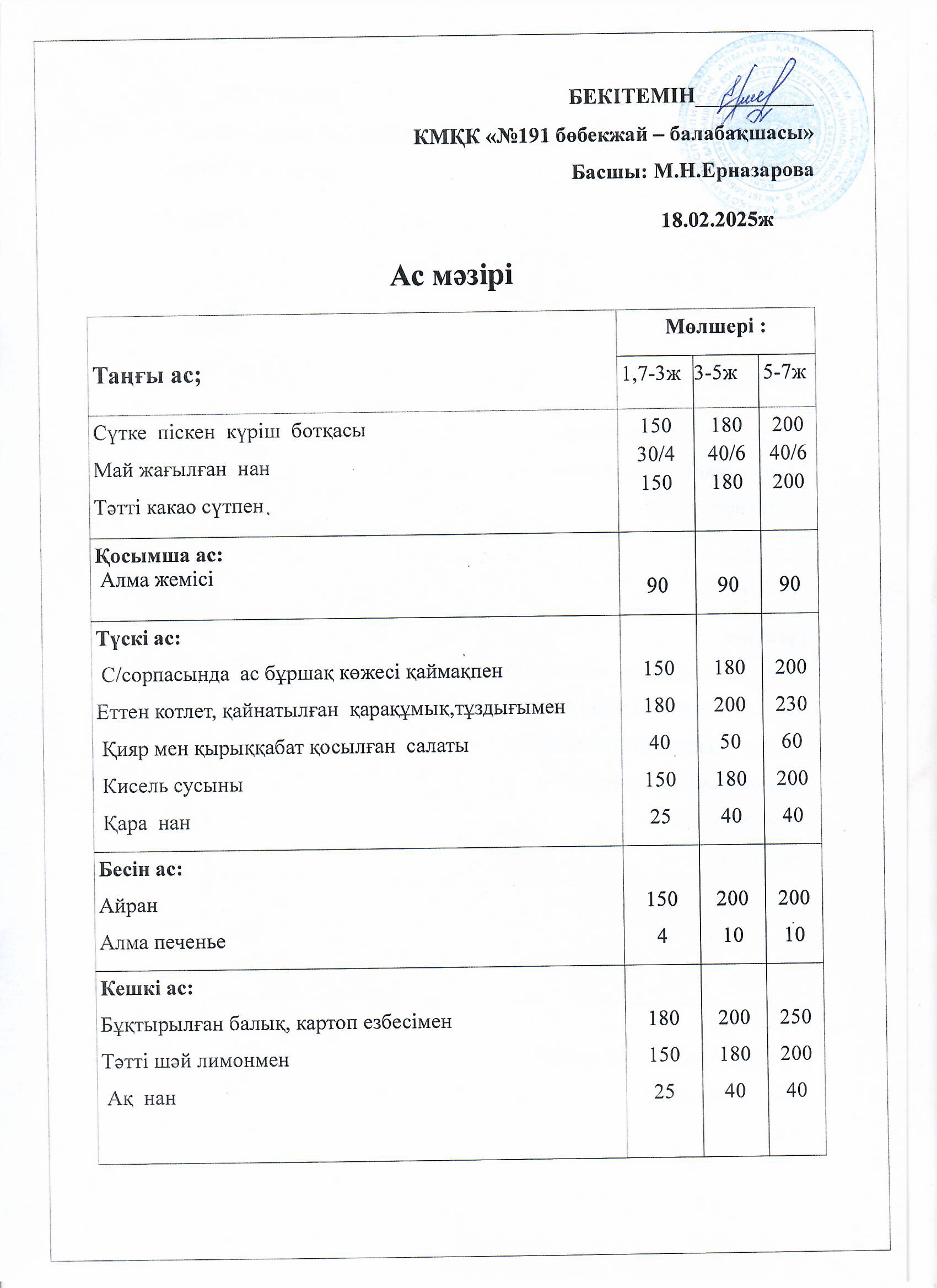 Ас мәзірі