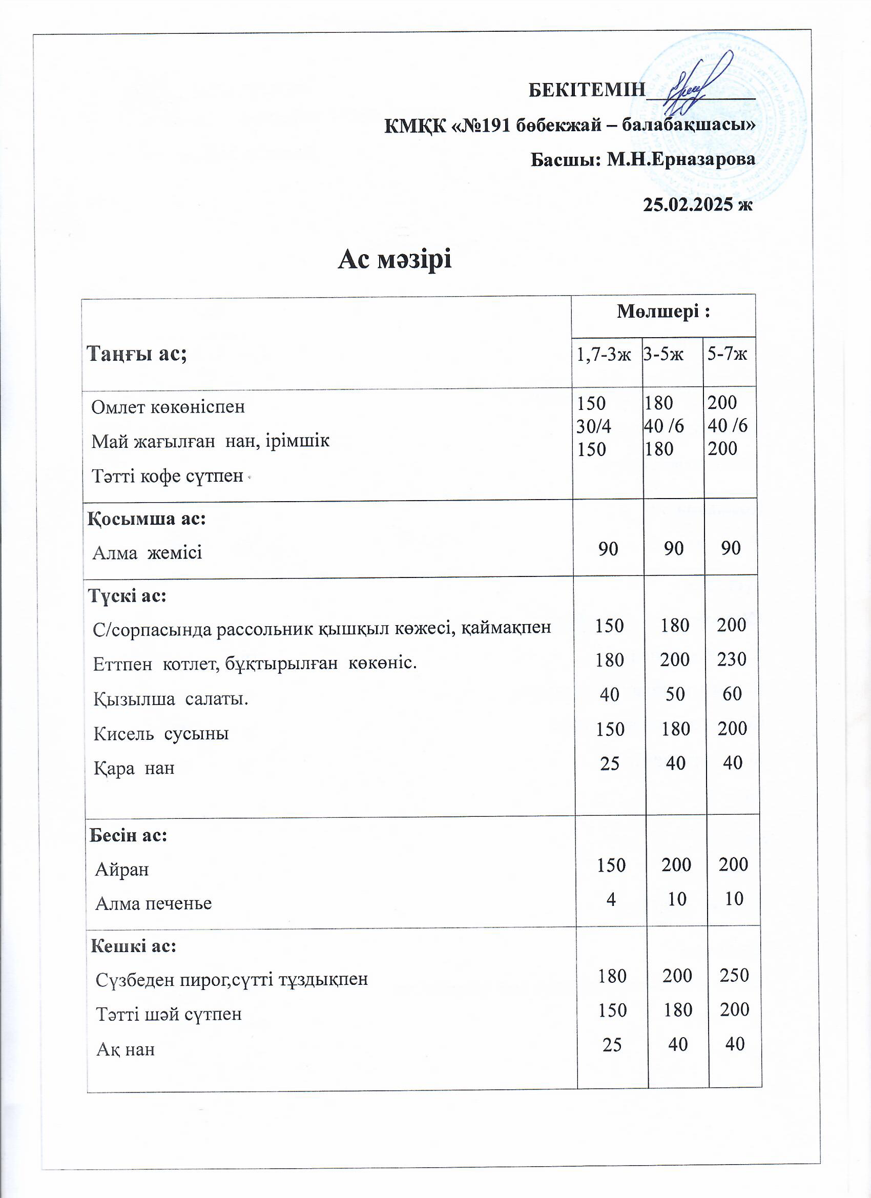Ас мәзірі