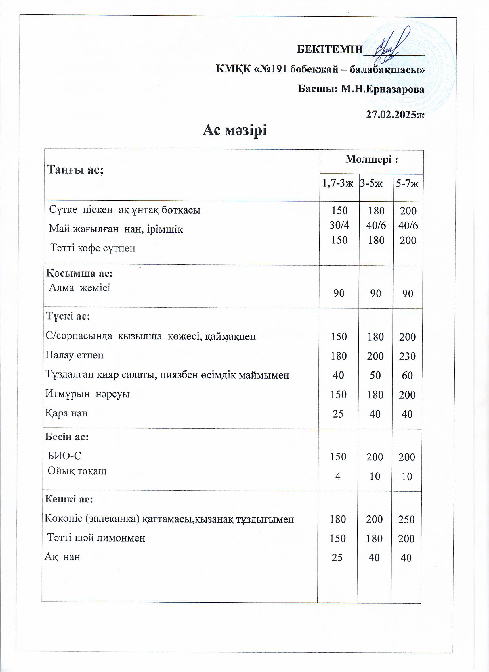 Ас мәзірі