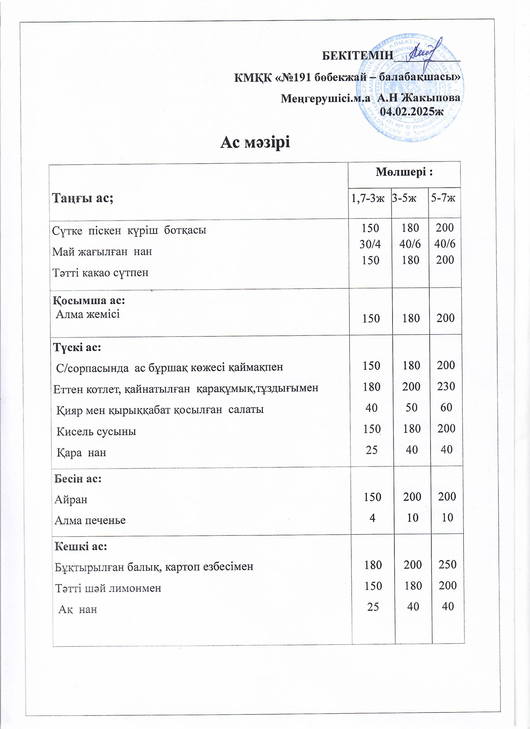 Ас мәзірі