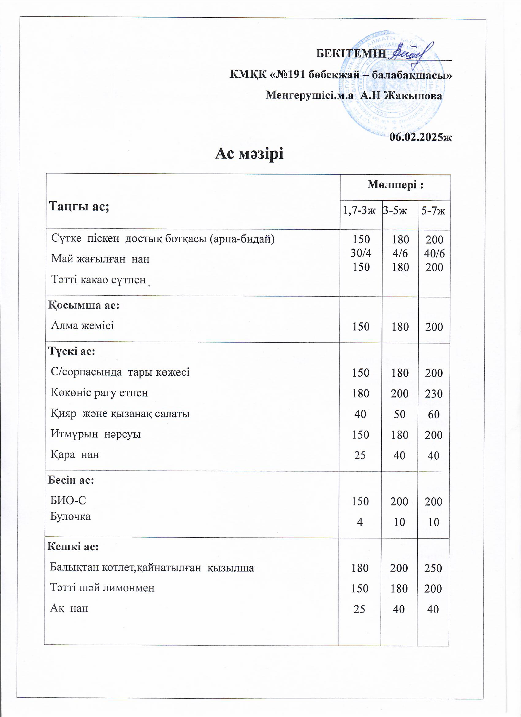 Ас мәзірі