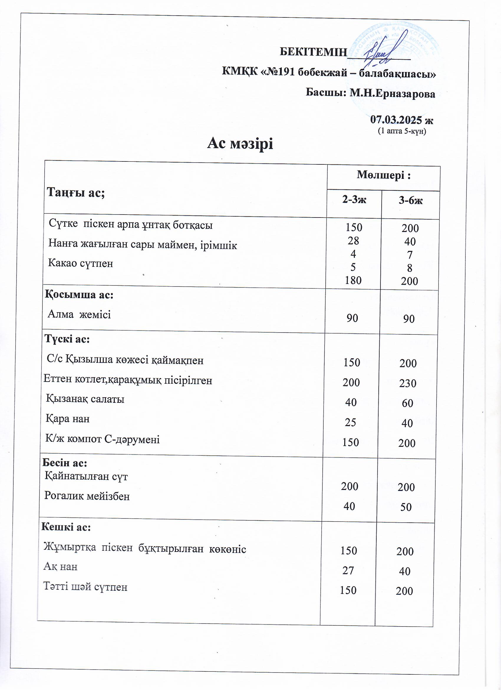 Ас мәзірі