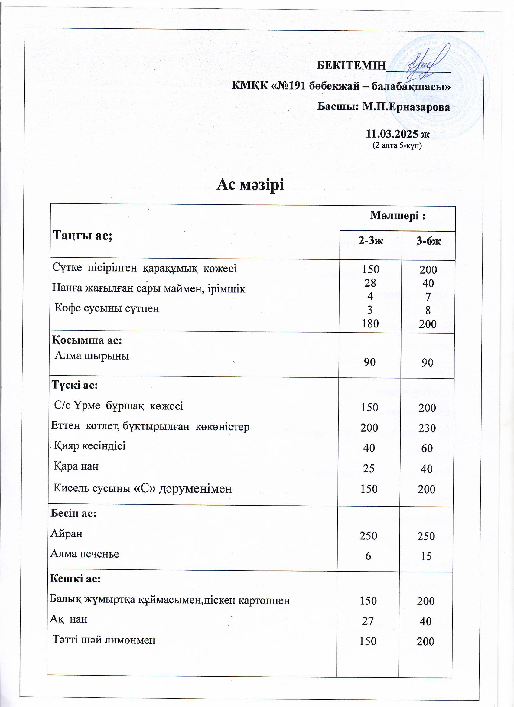 Ас мәзірі