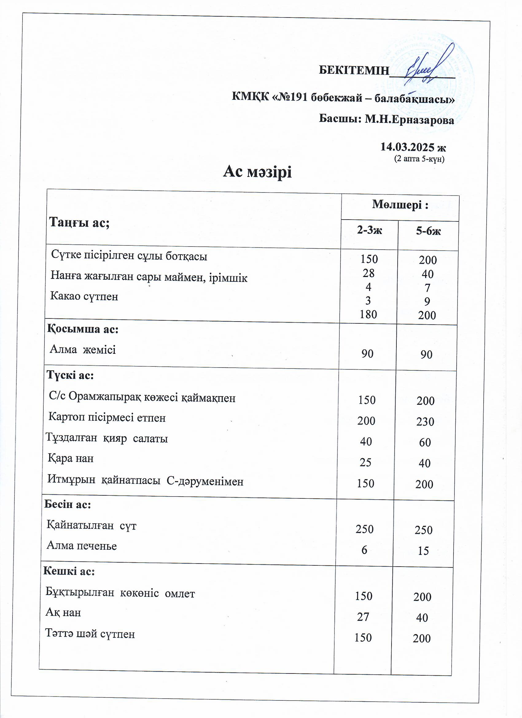 Ас мәзірі