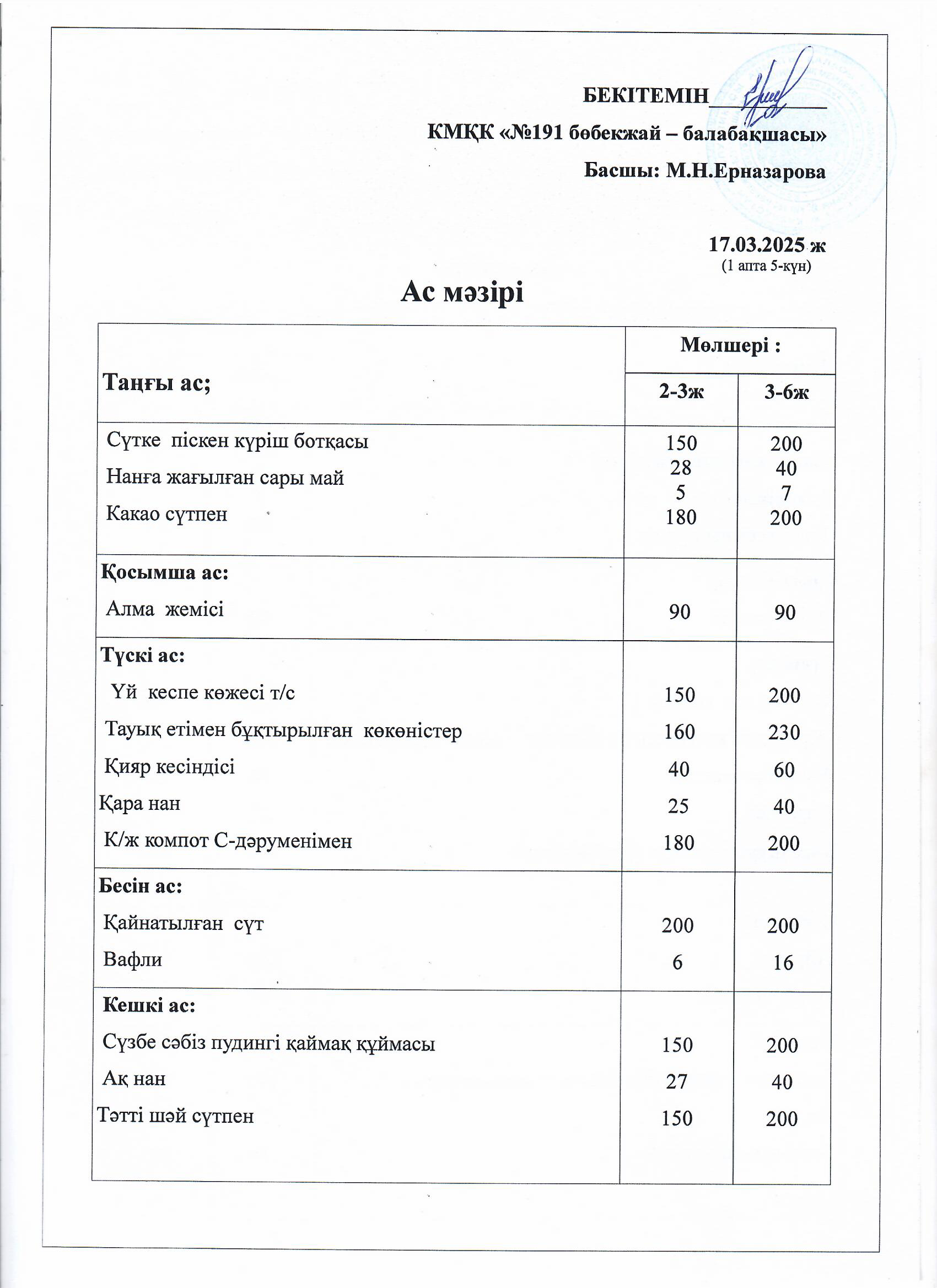 Ас мәзірі