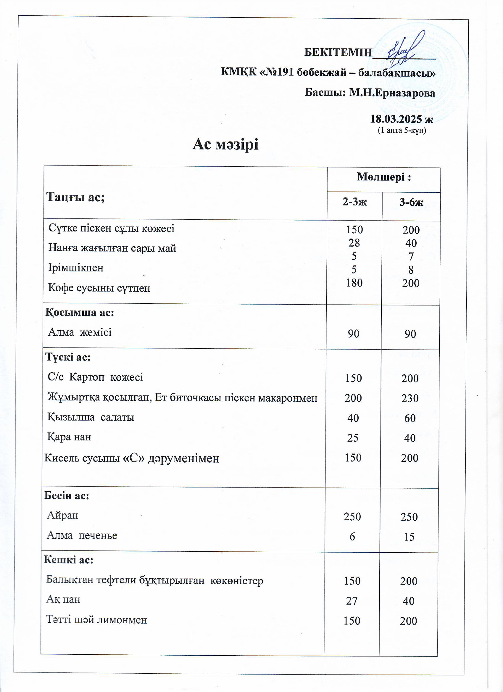 Ас мәзірі