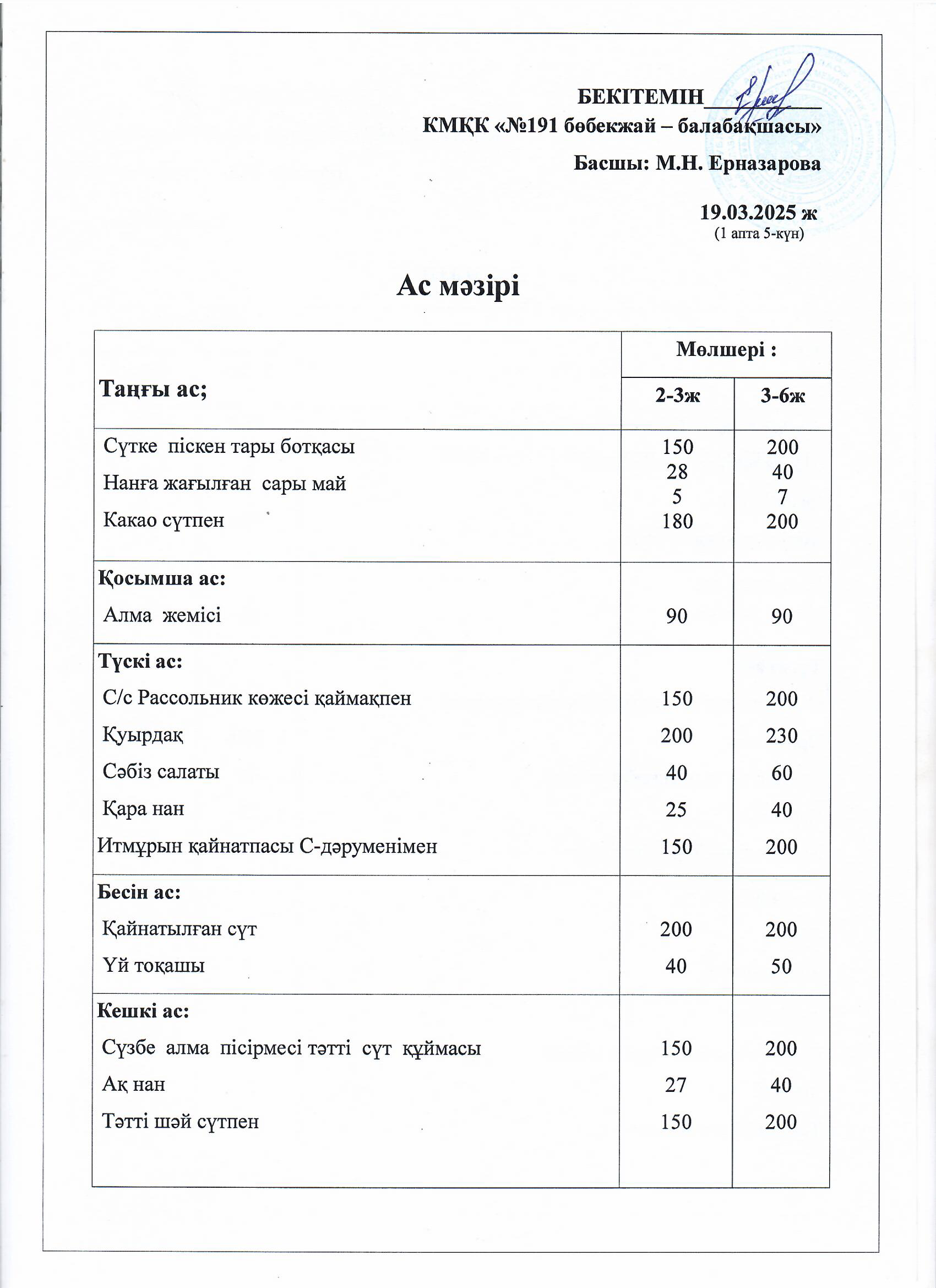 Ас мәзірі