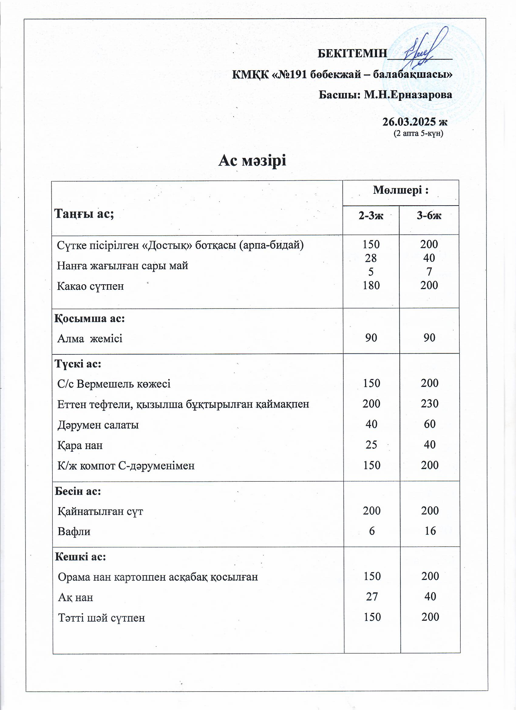 Ас мәзірі