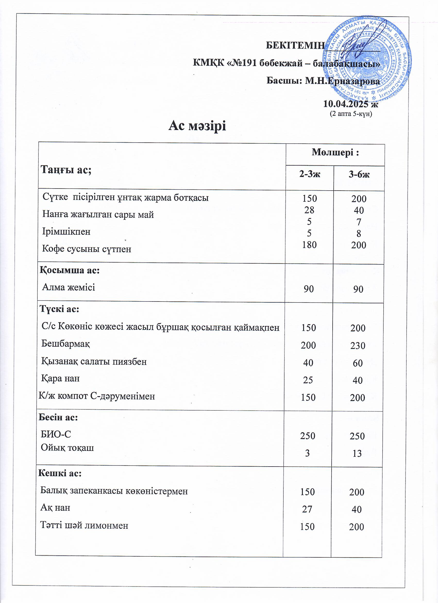 Ас мәзірі