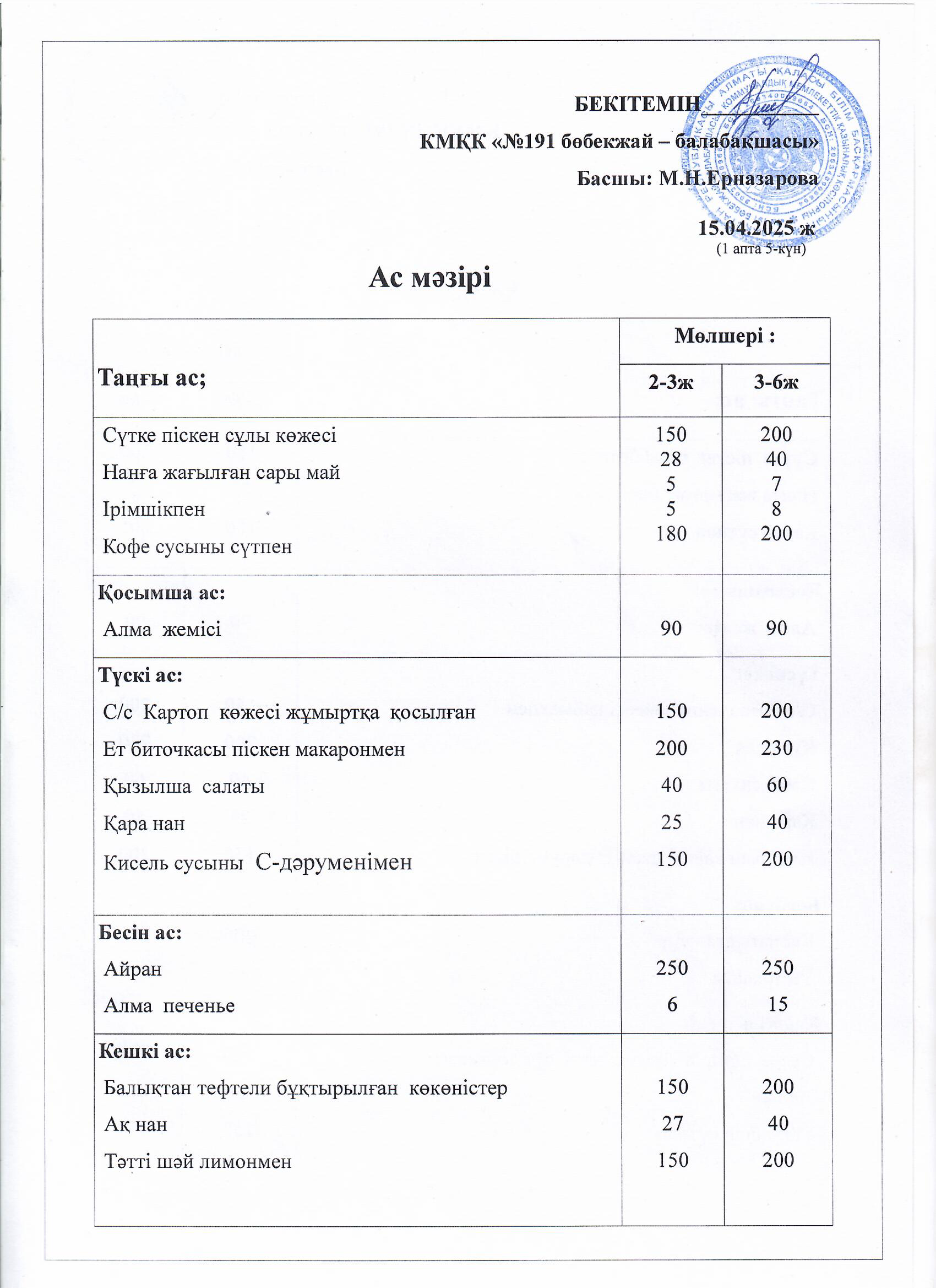 Ас мәзірі