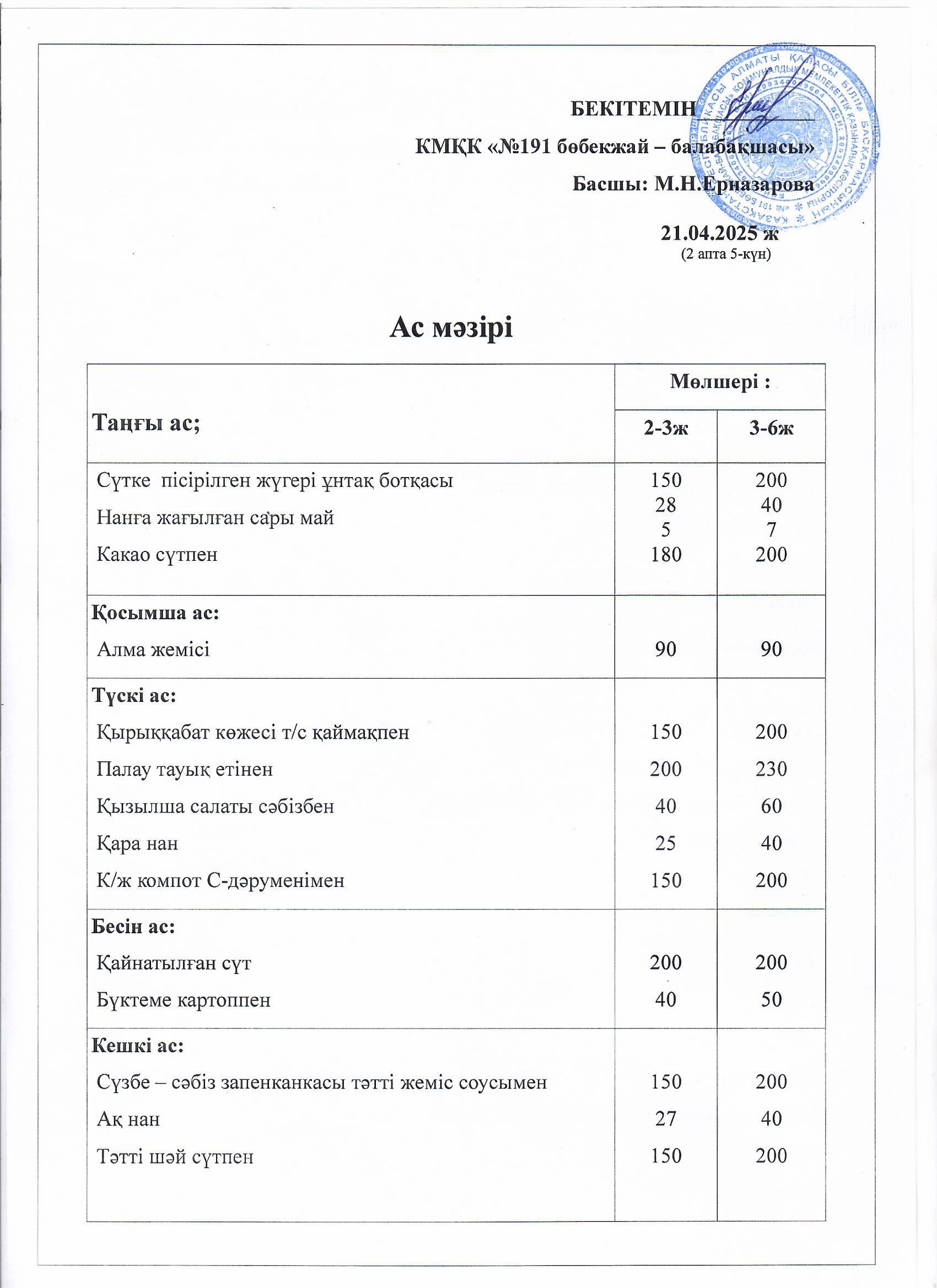 Ас мәзірі