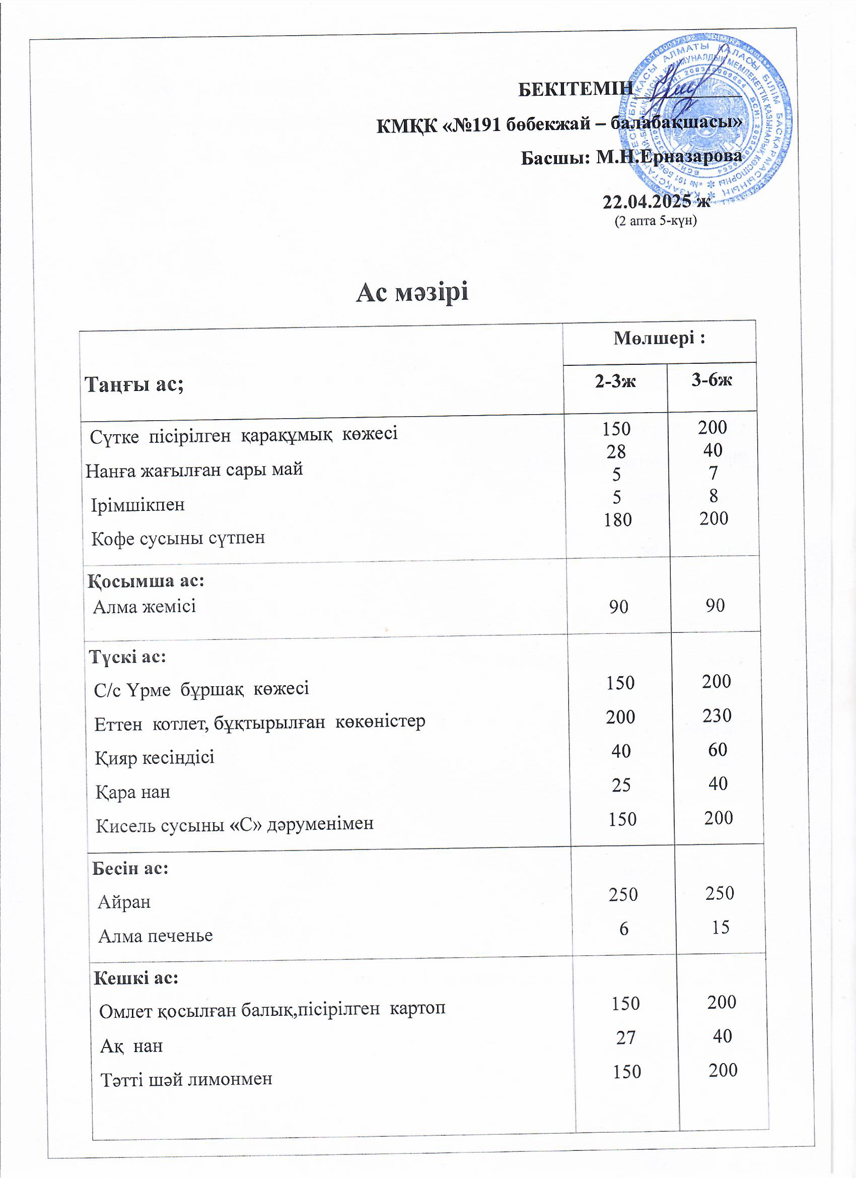 Ас мәзірі