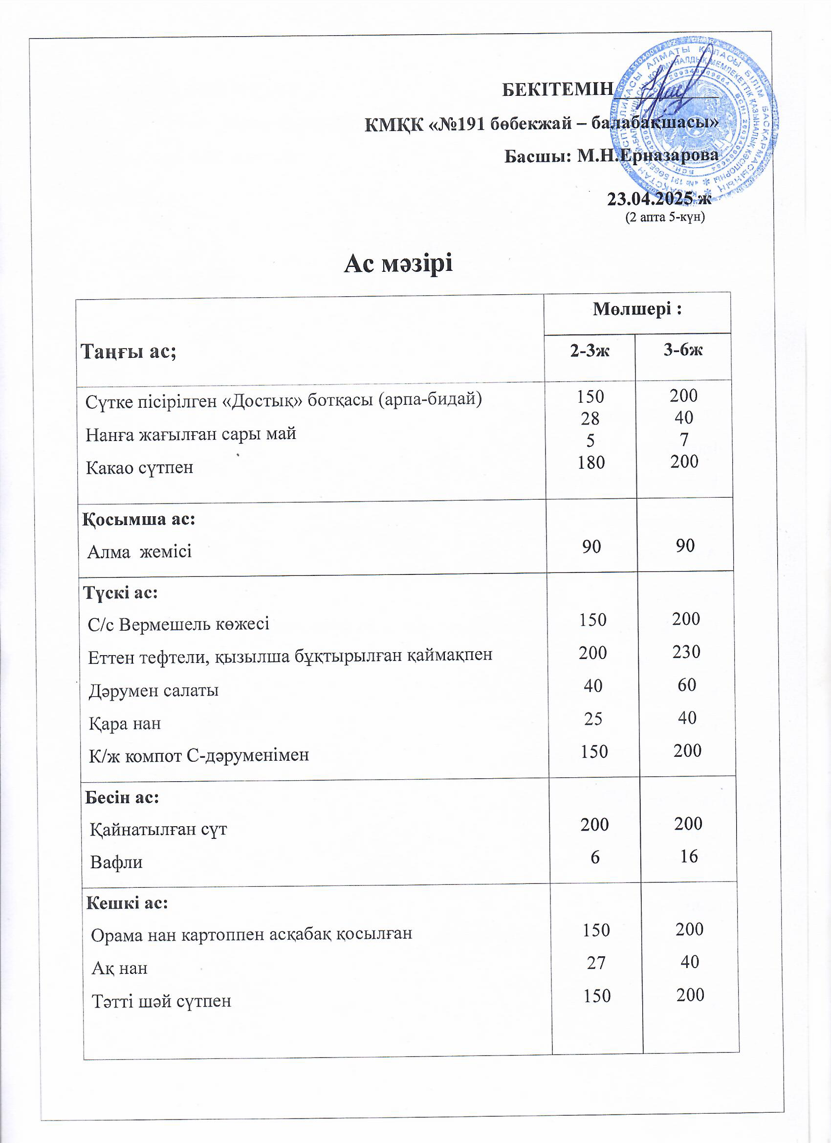 Ас мәзірі