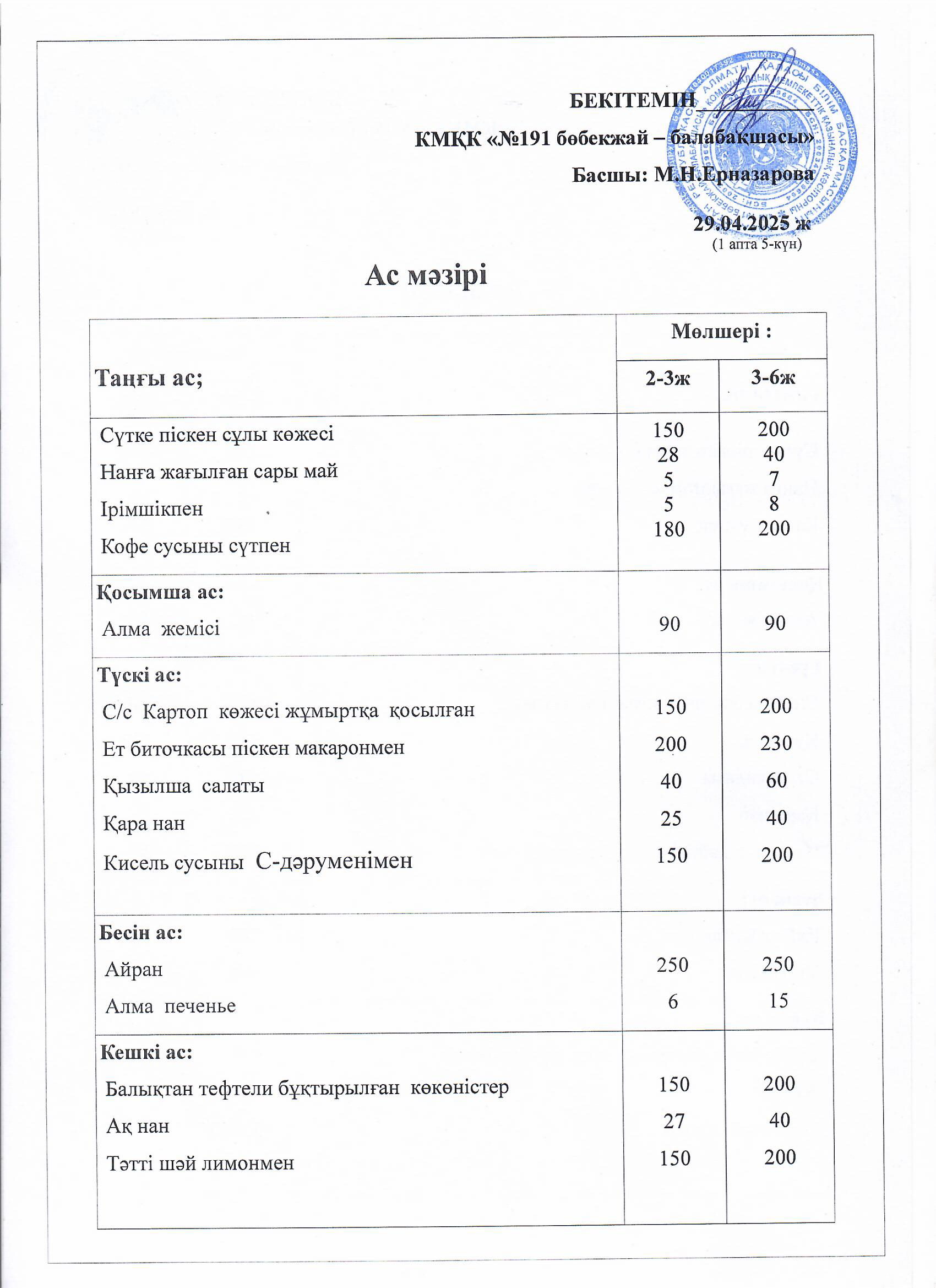 Ас мәзірі