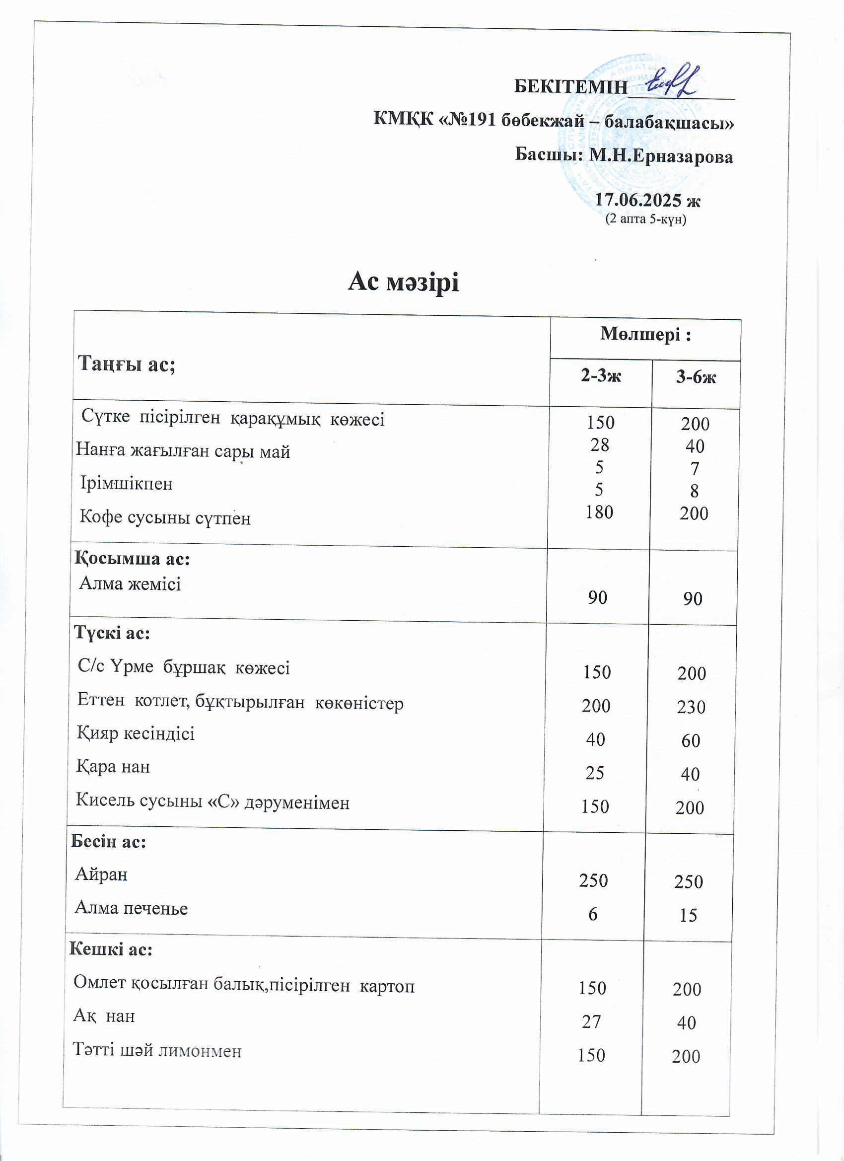 Ас мәзірі
