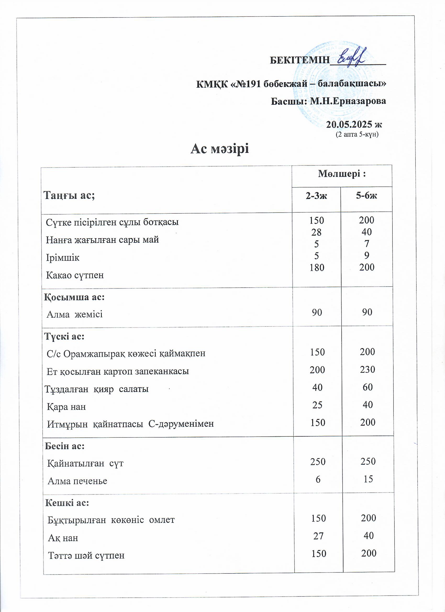 Ас мәзірі