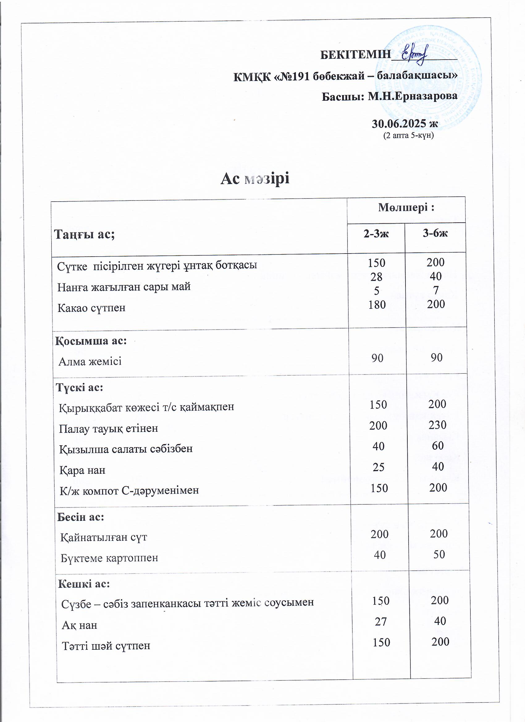Ас мәзірі