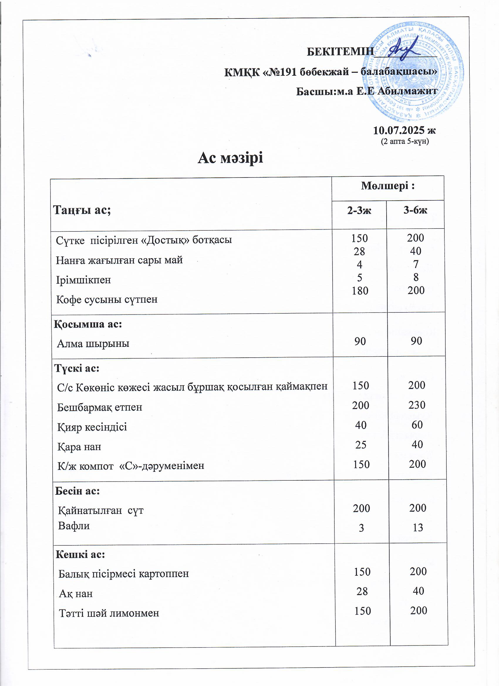 Ас мәзірі