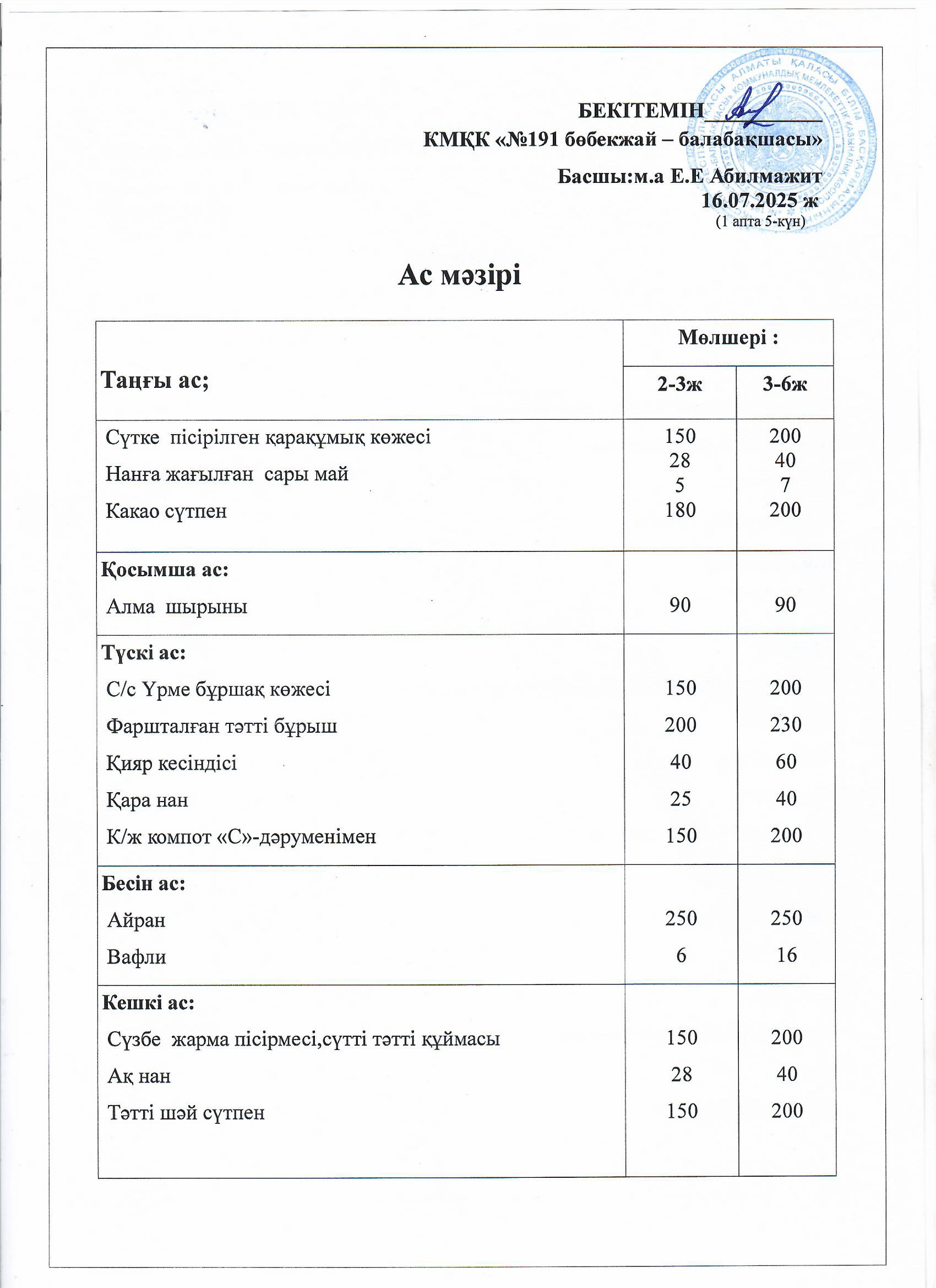 Ас мәзірі