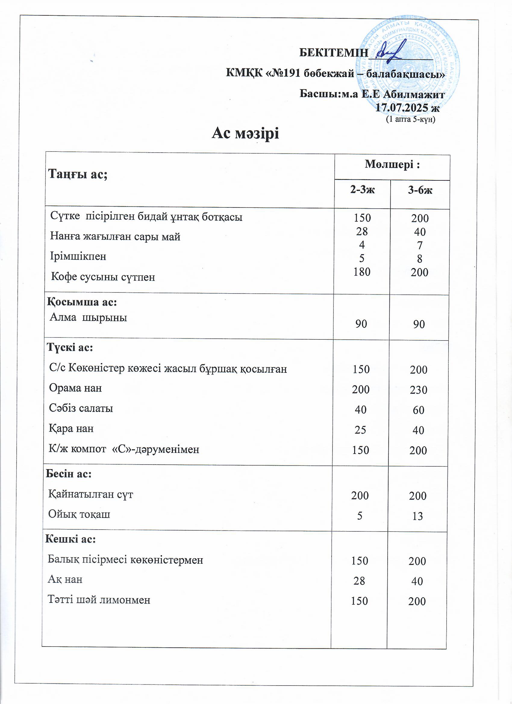 Ас мәзірі