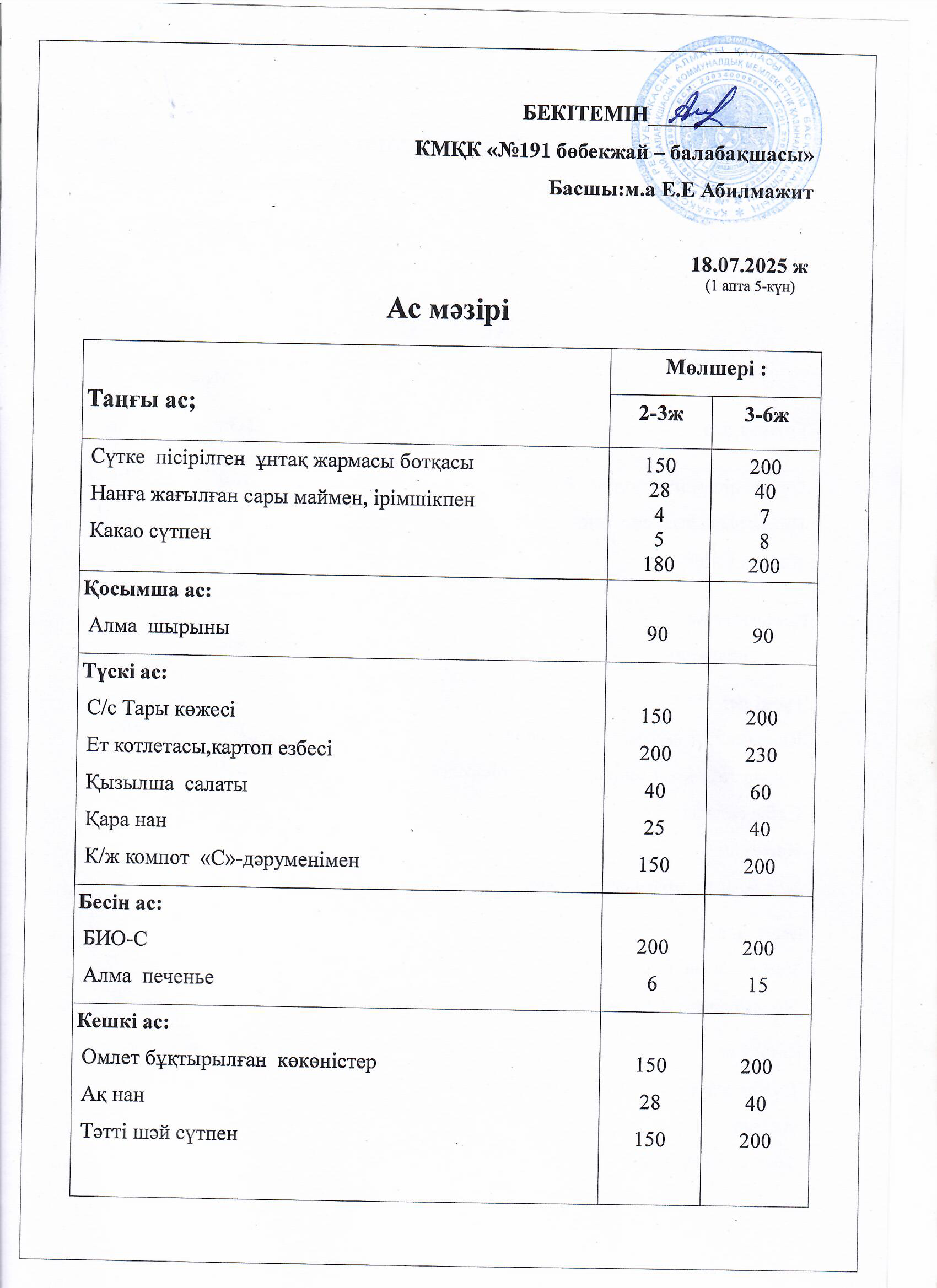 Ас мәзірі