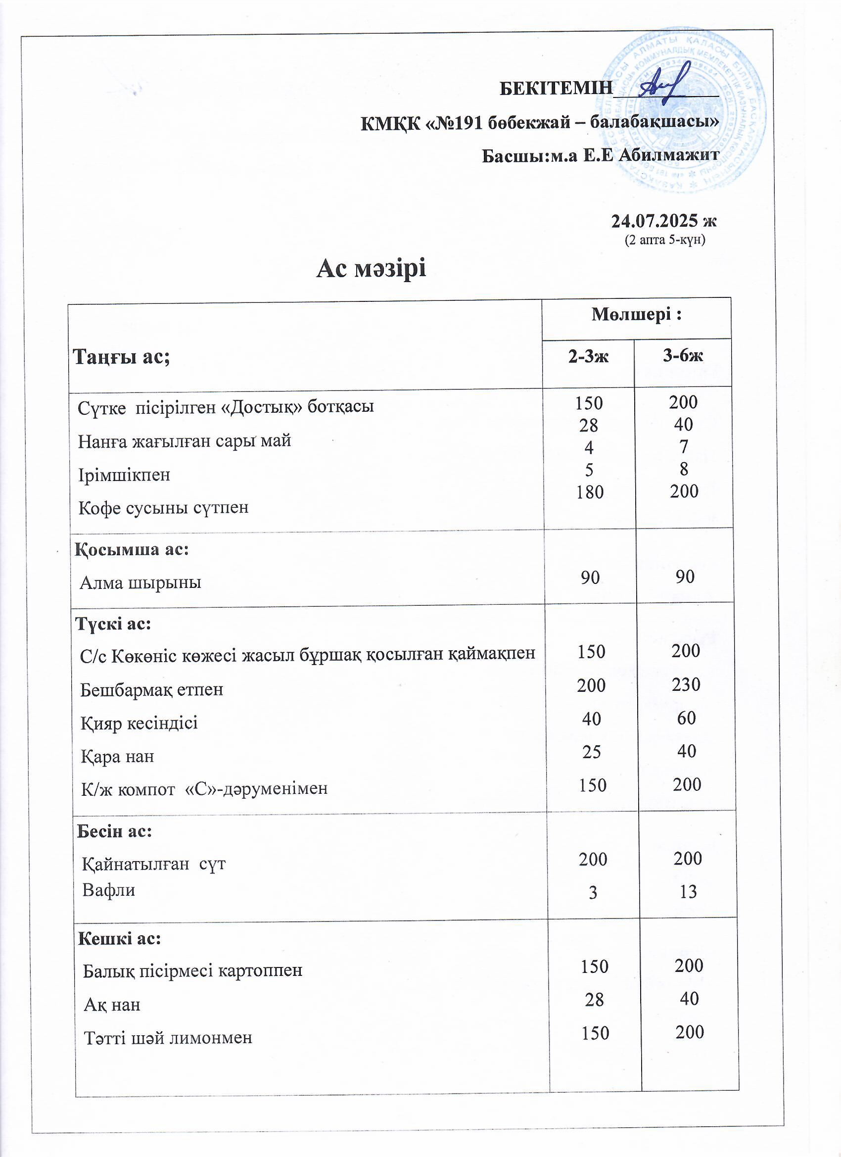 Ас мәзірі