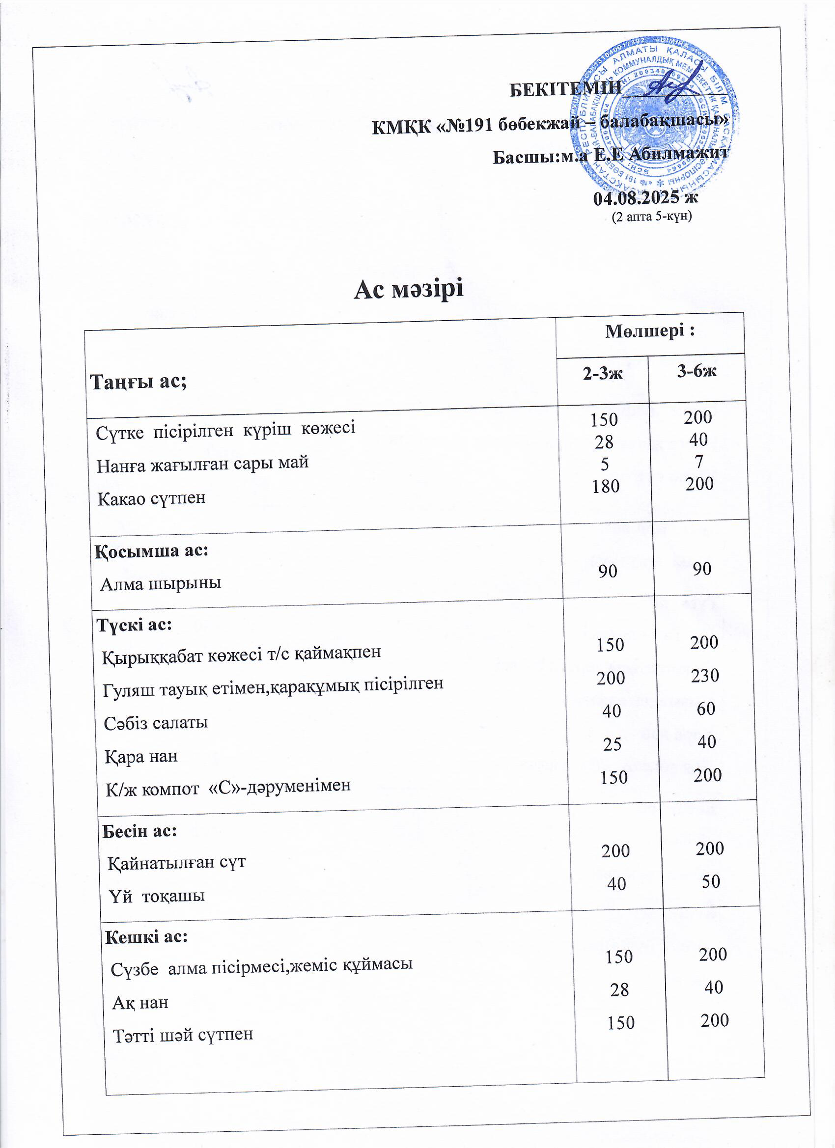 Ас мәзірі