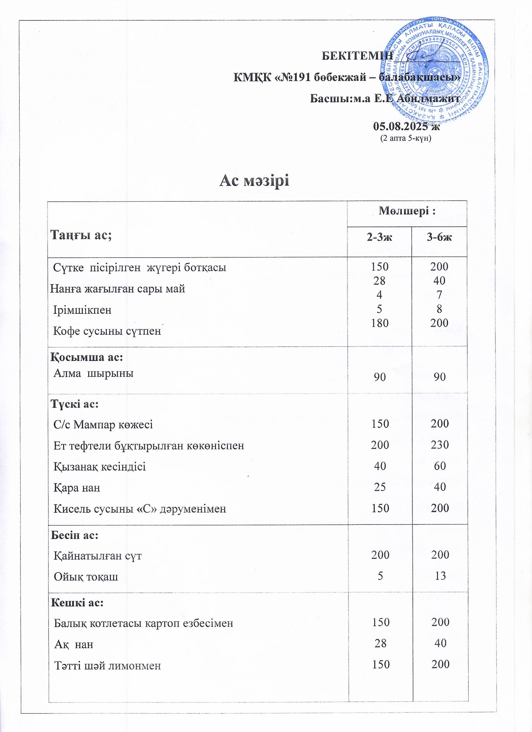 Ас мәзірі