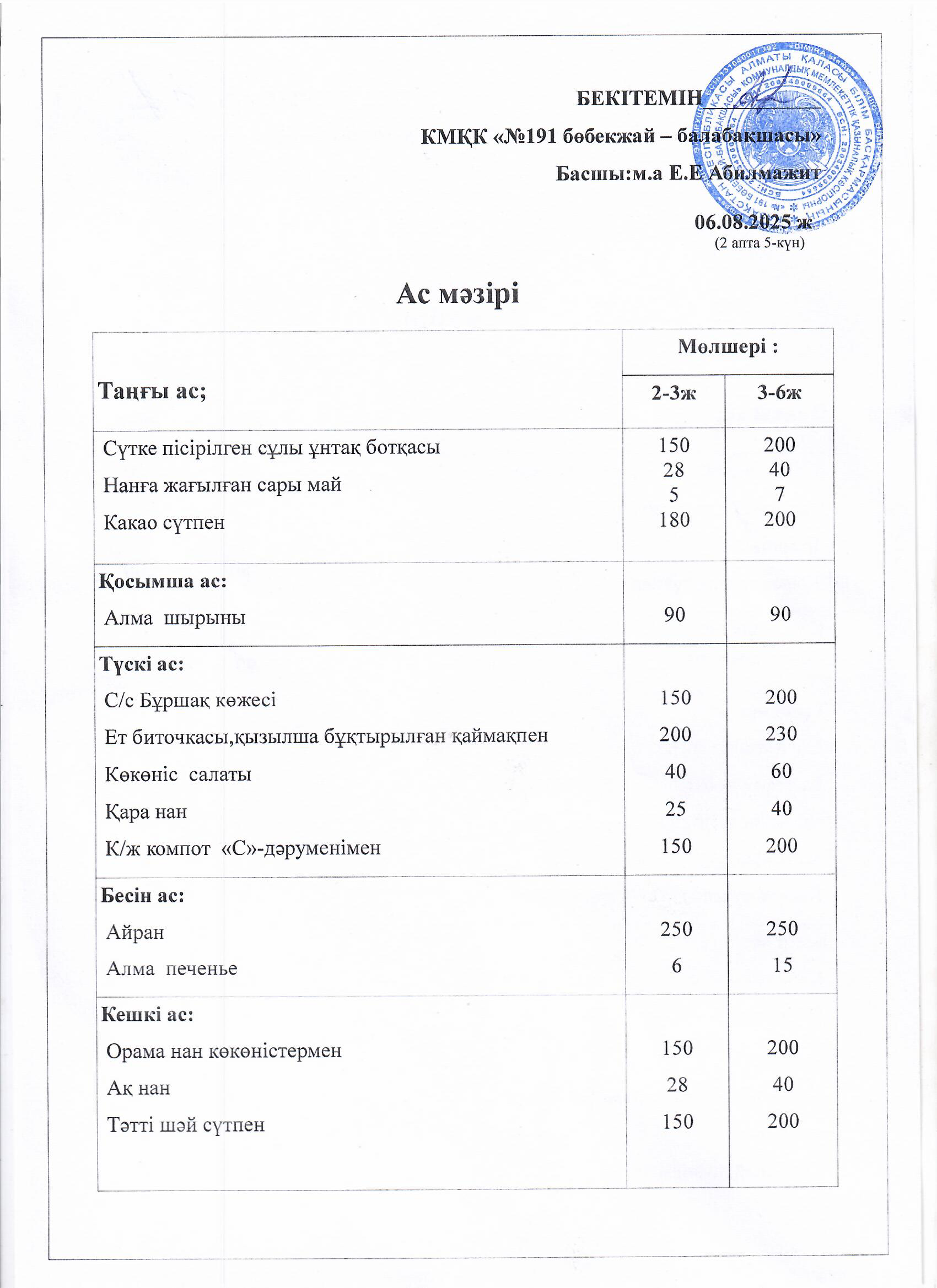 Ас мәзірі