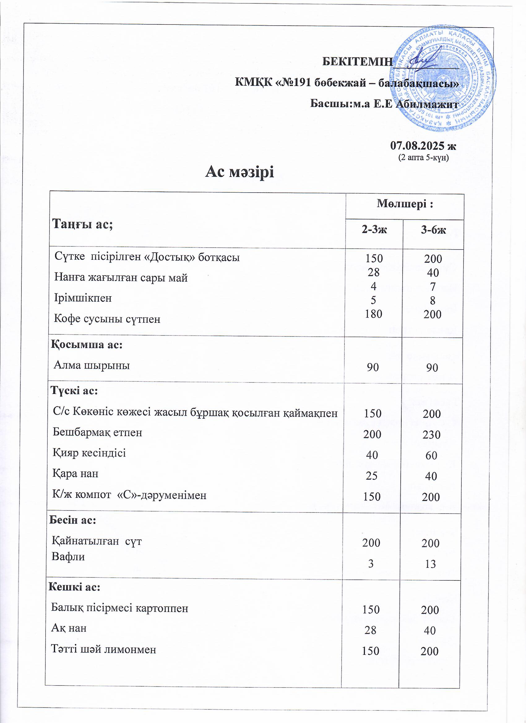 Ас мәзірі