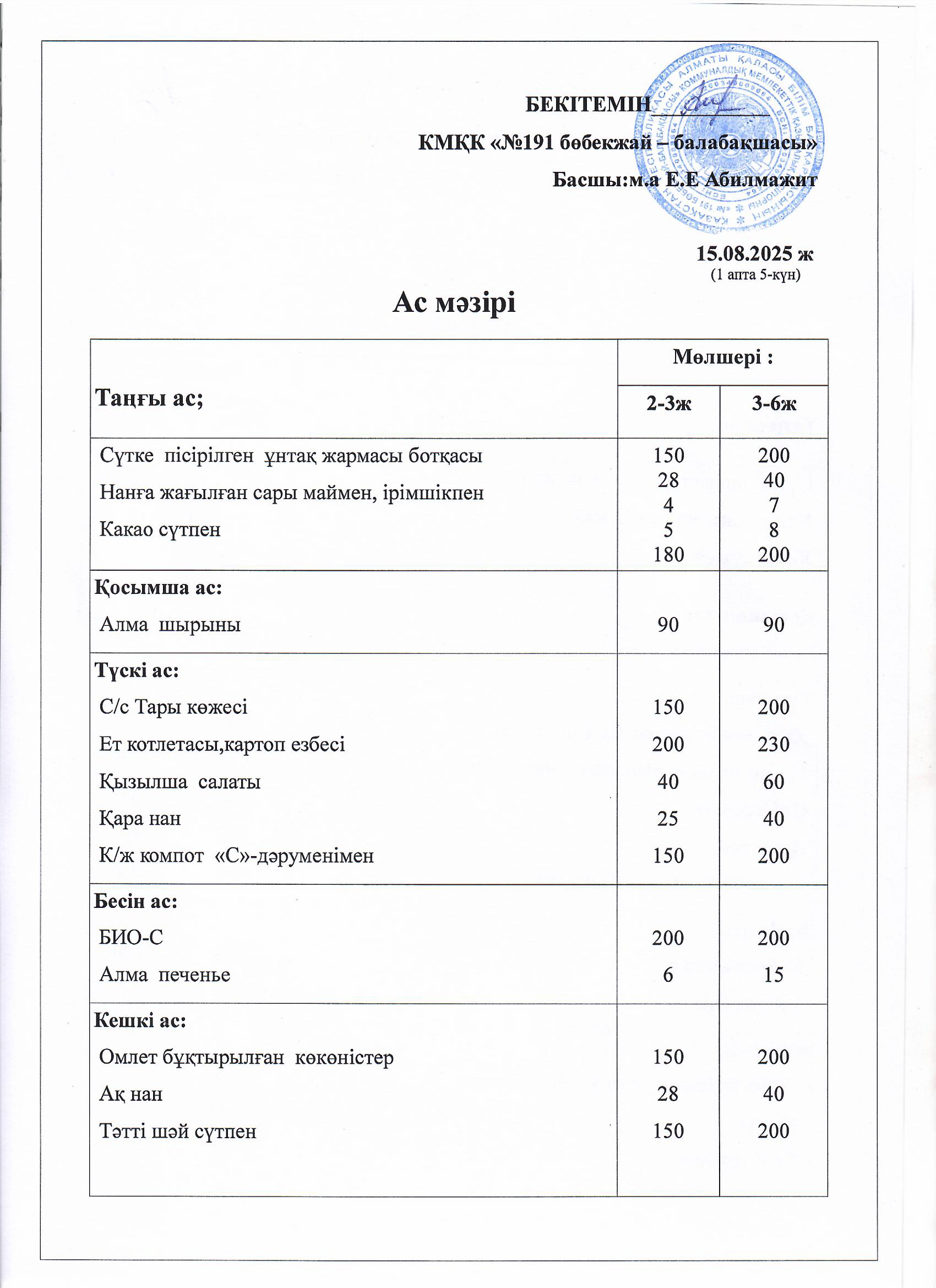 Ас мәзірі
