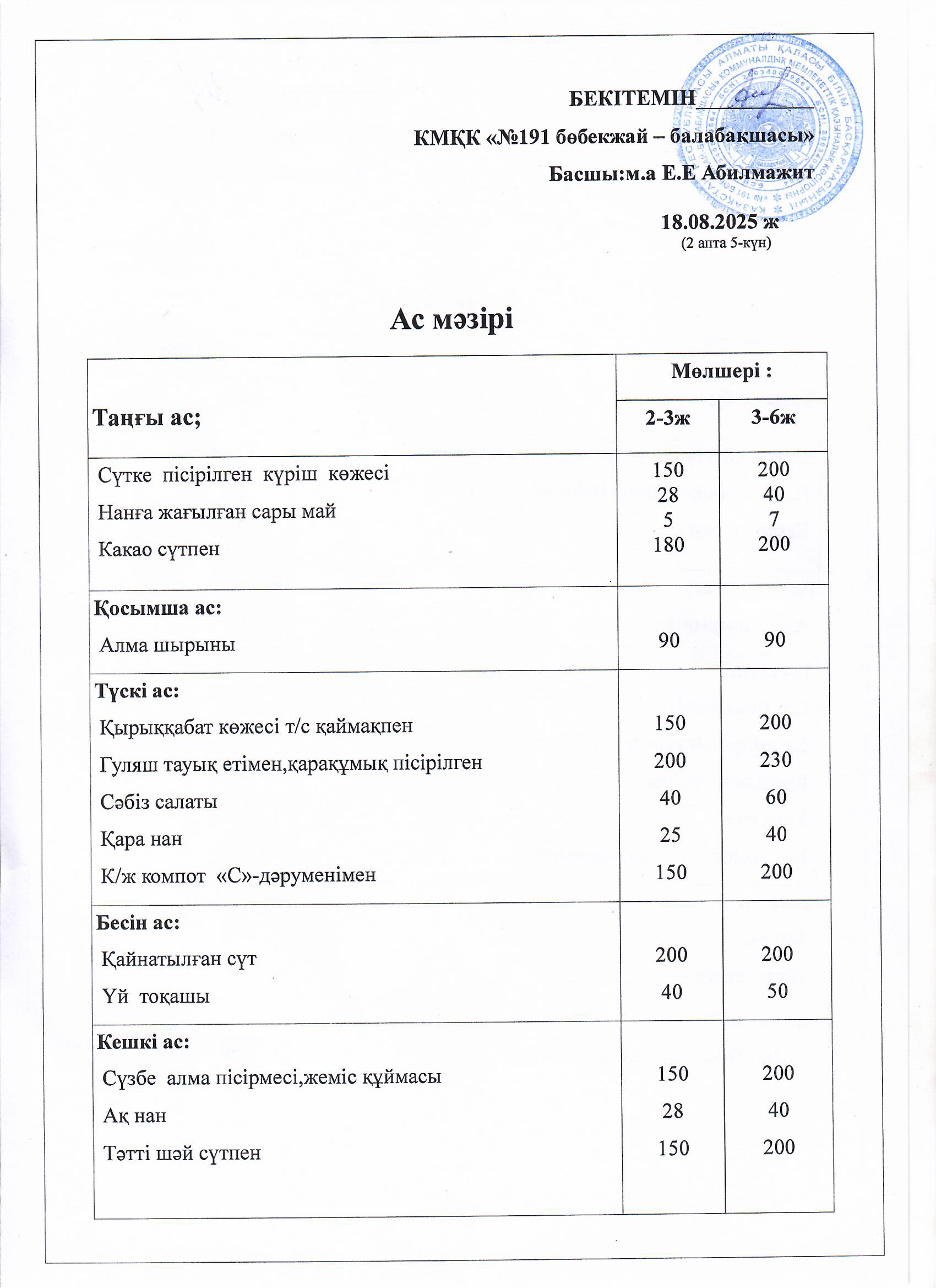 Ас мәзірі