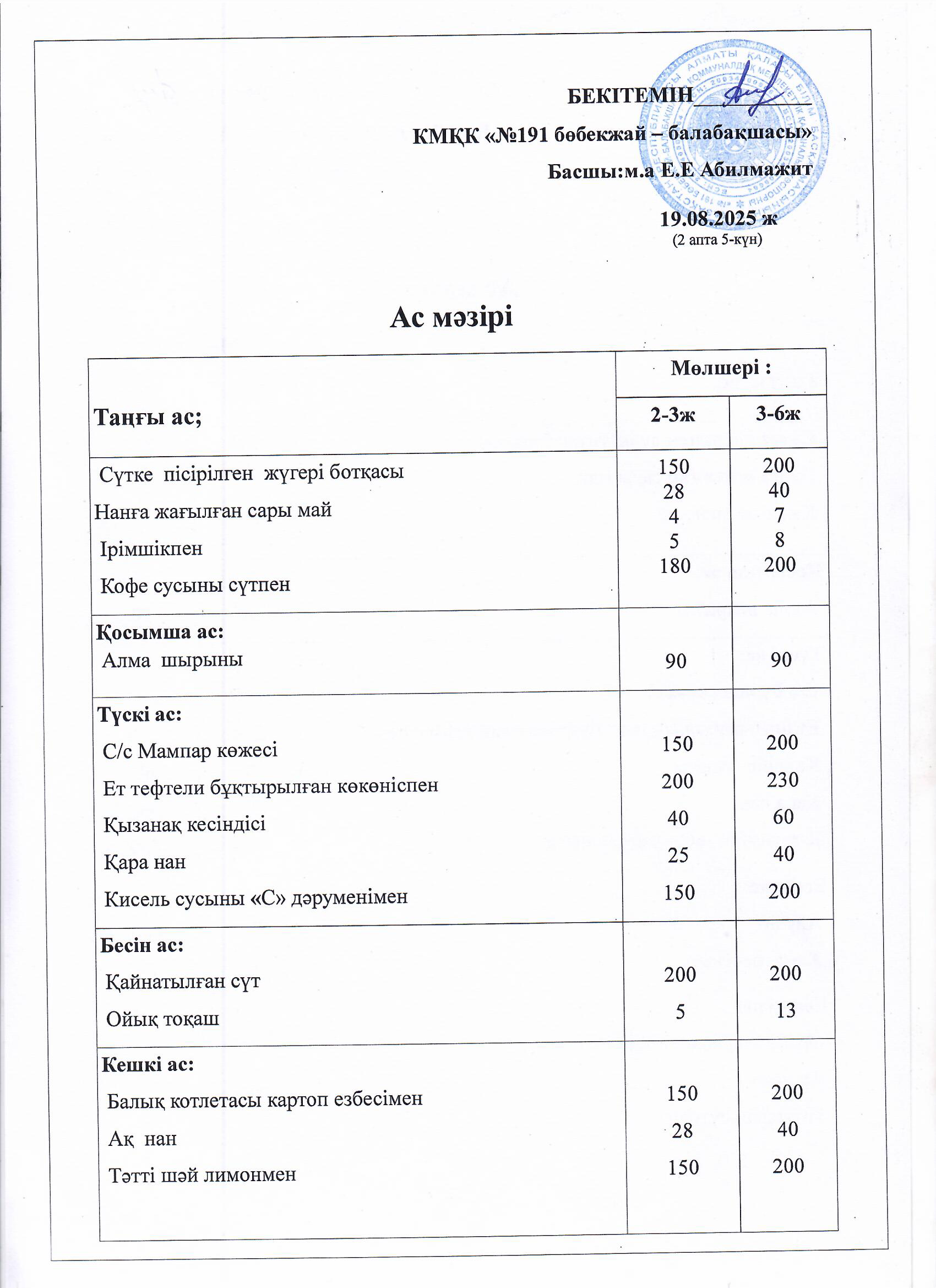Ас мәзірі