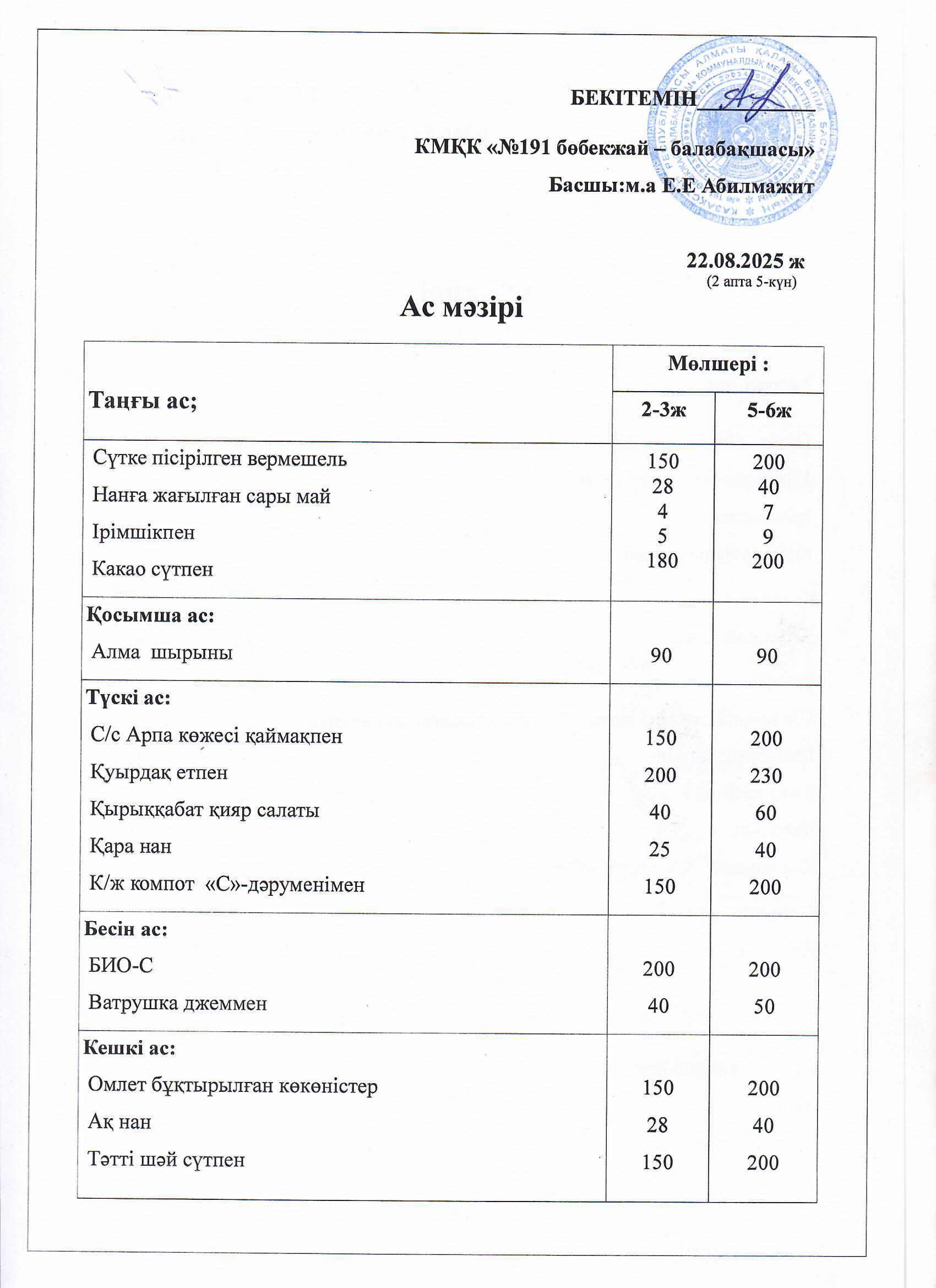 Ас мәзірі