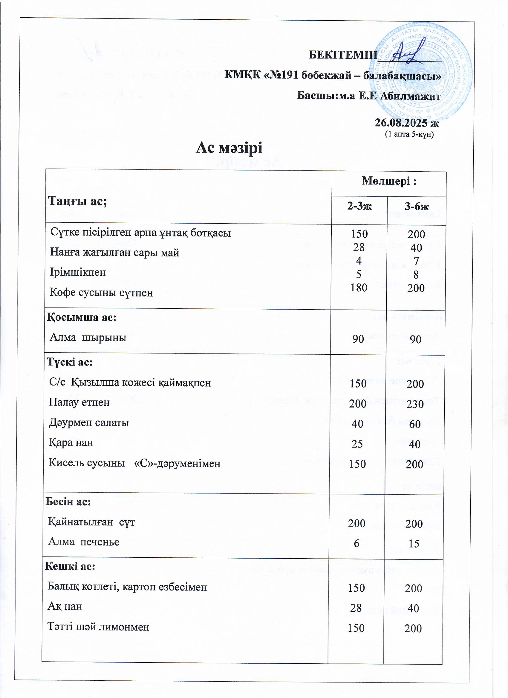 Ас мәзірі