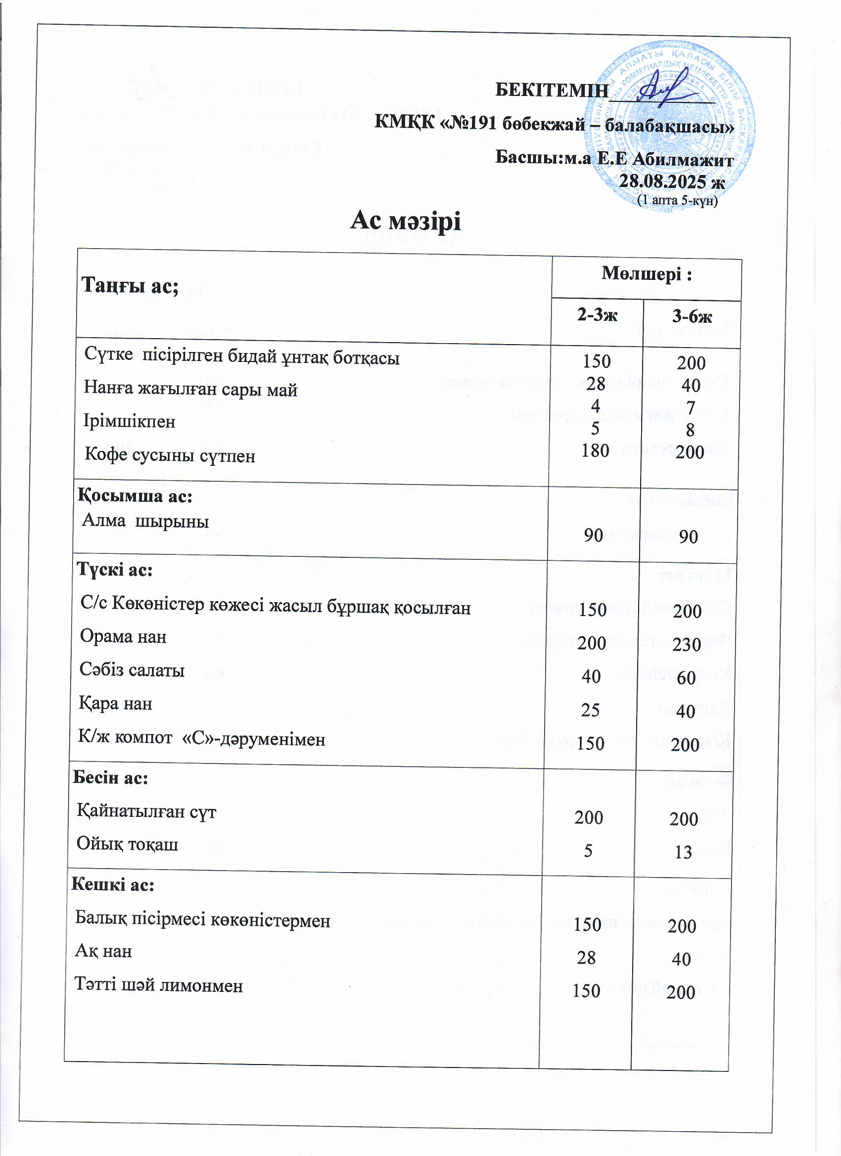 Ас мәзірі