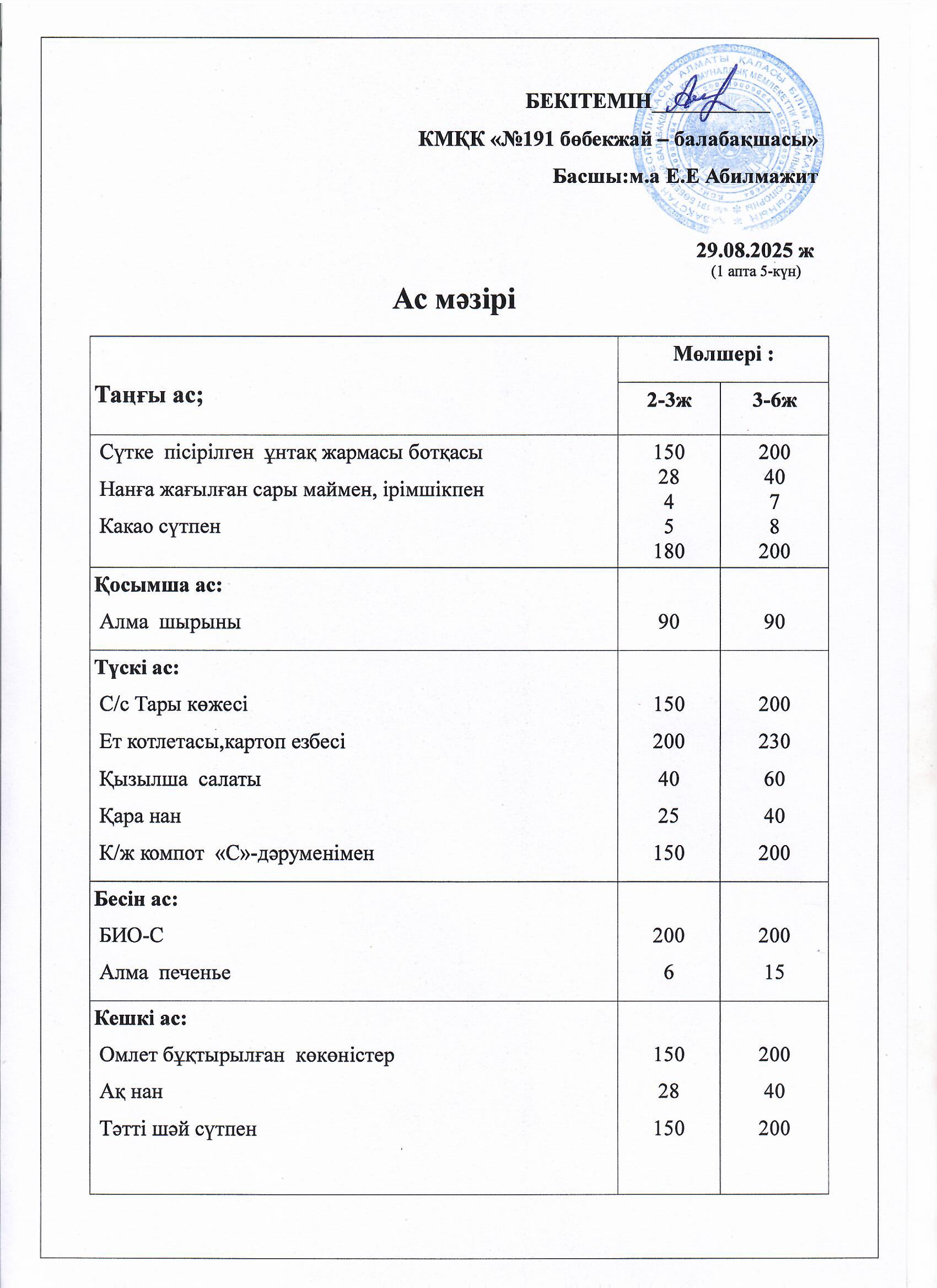 Ас мәзірі