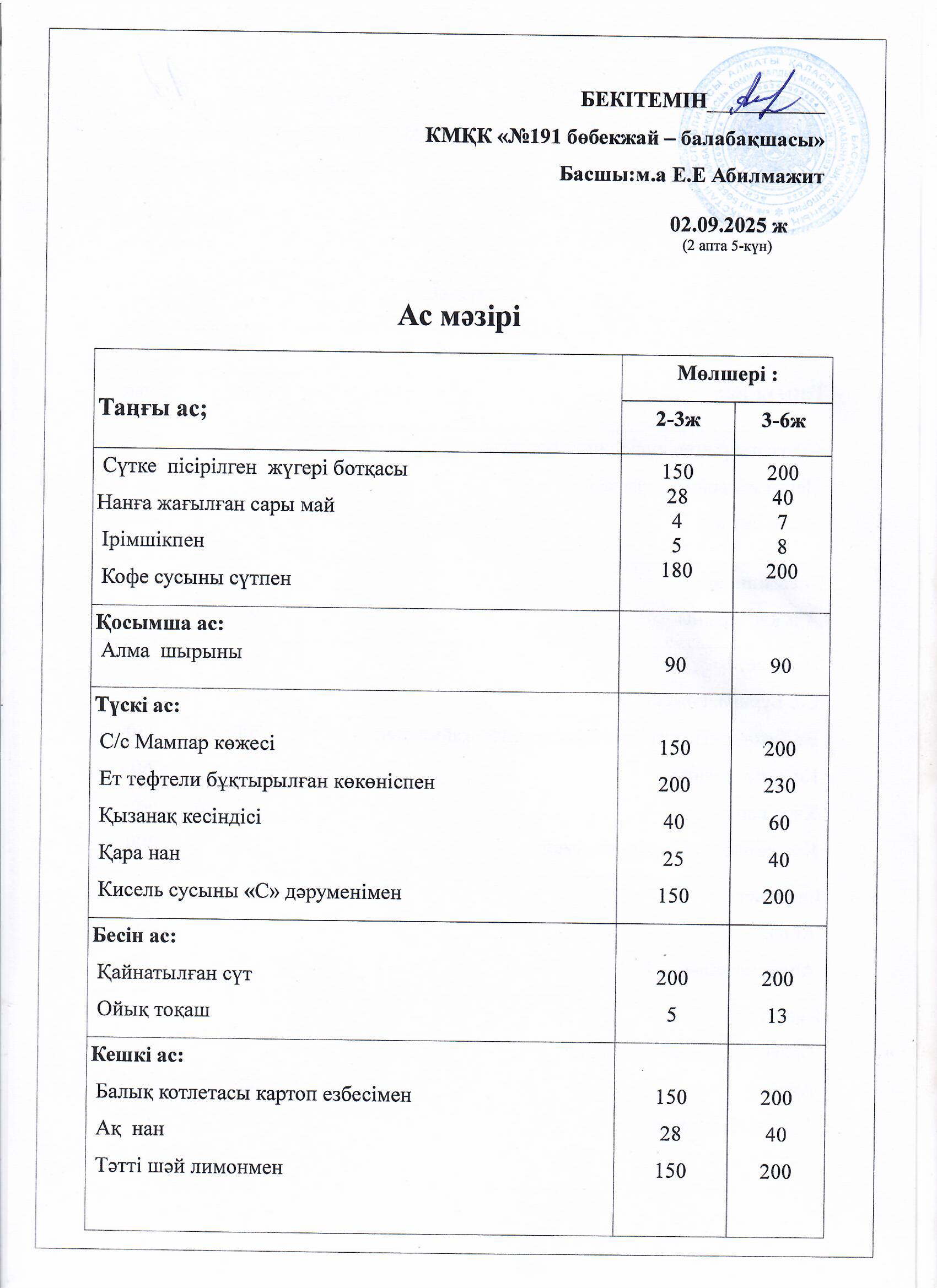 Ас мәзірі