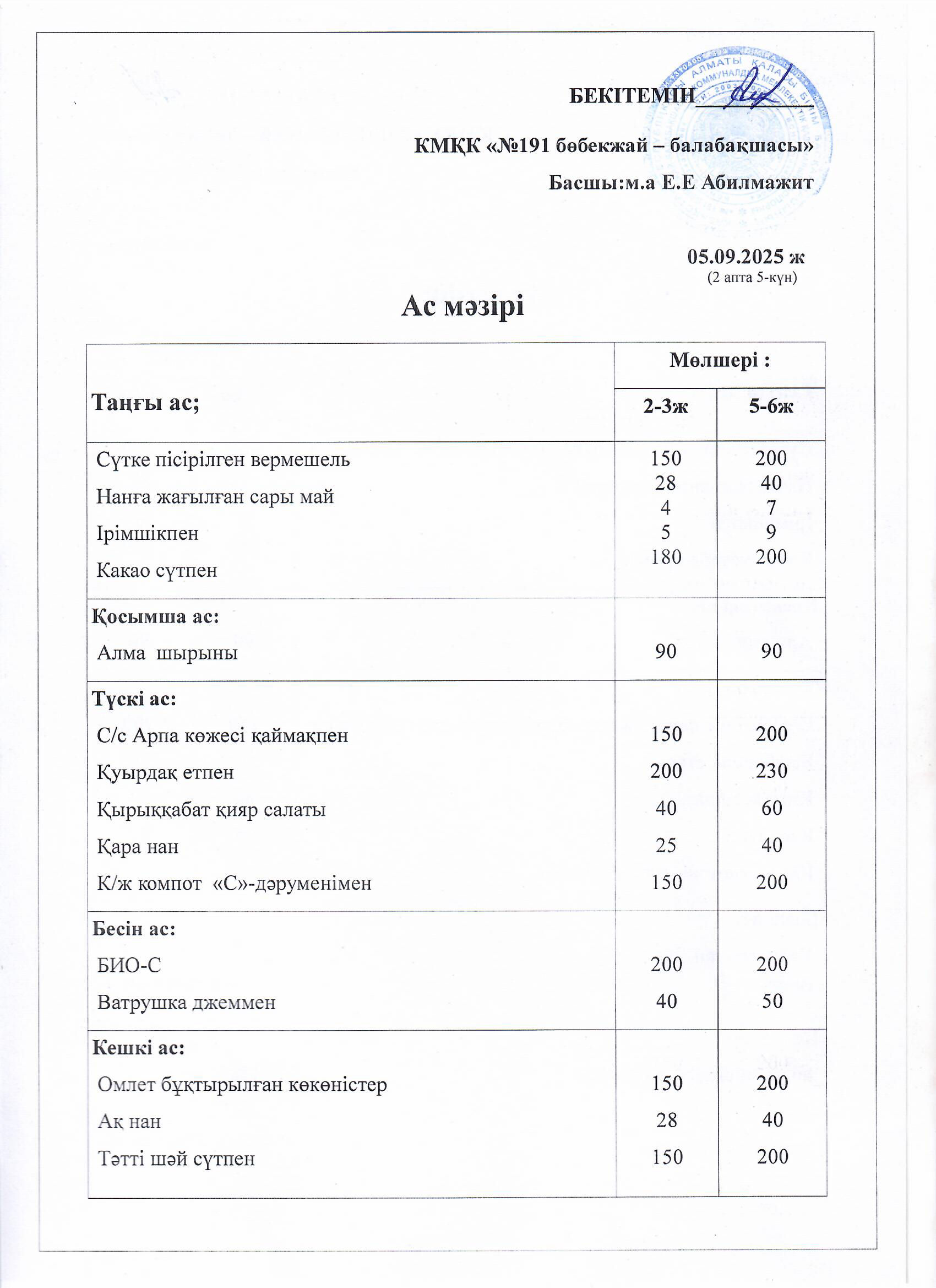 Ас мәзірі