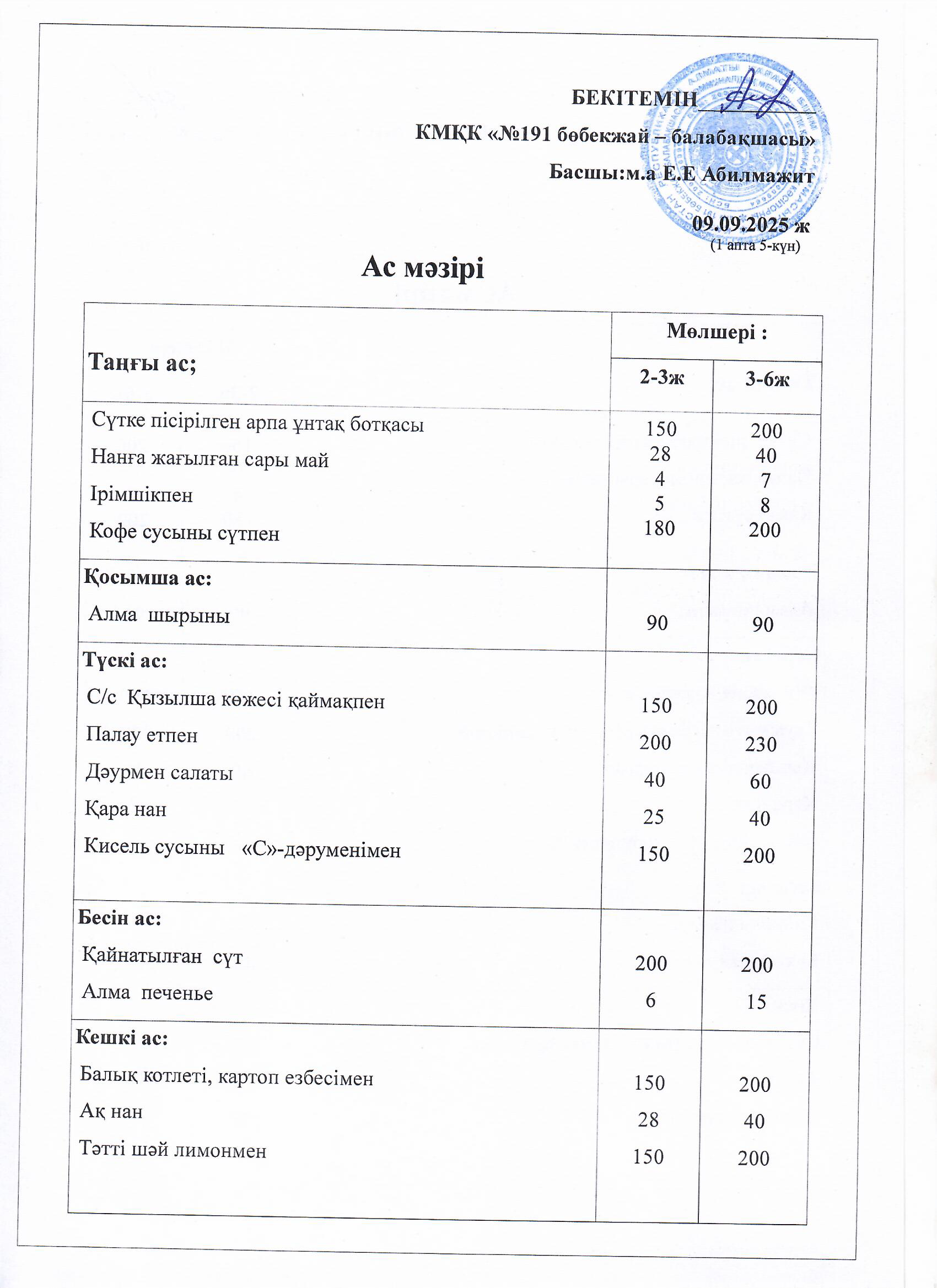 Меню 