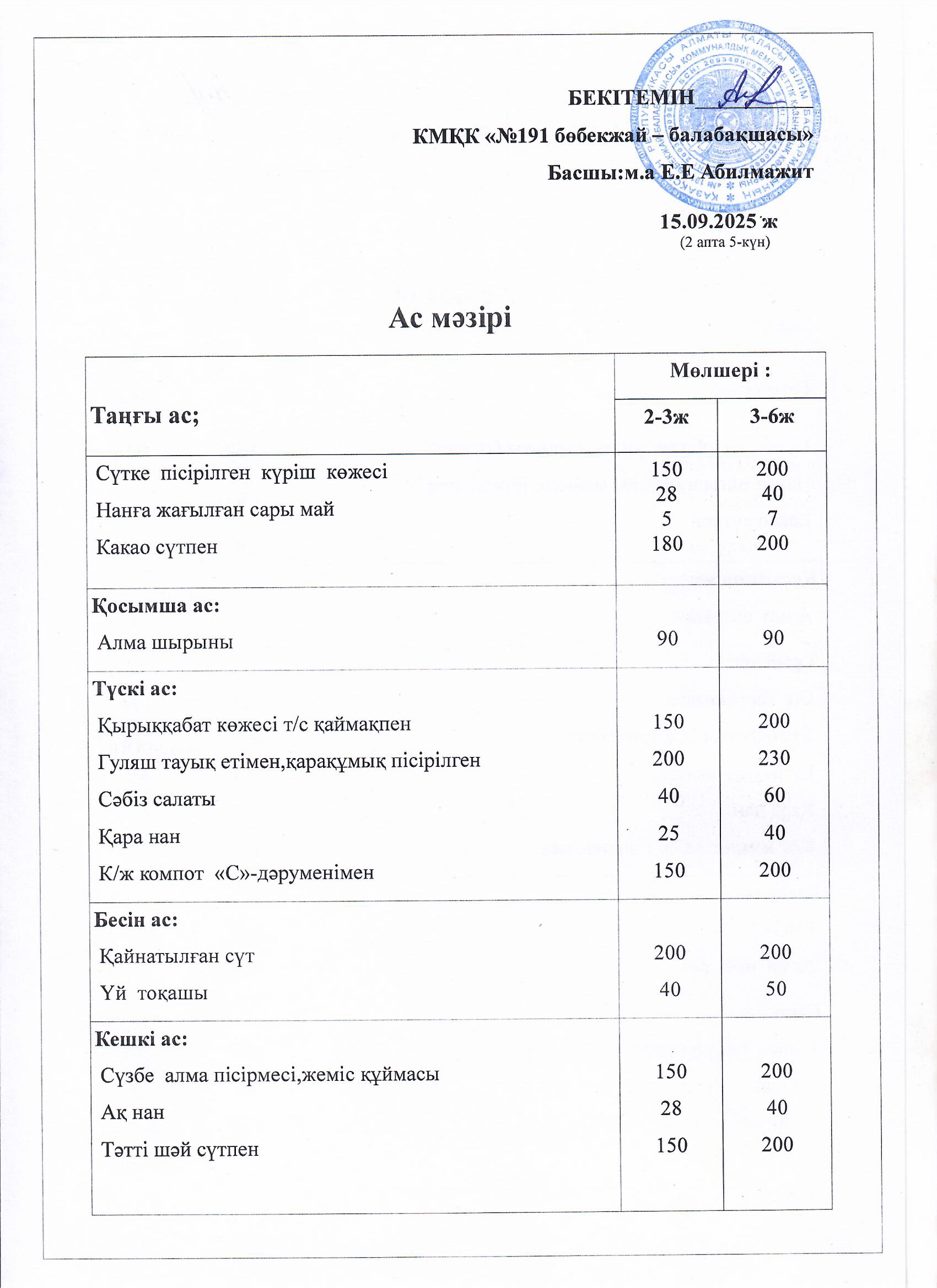 Ас мәзірі