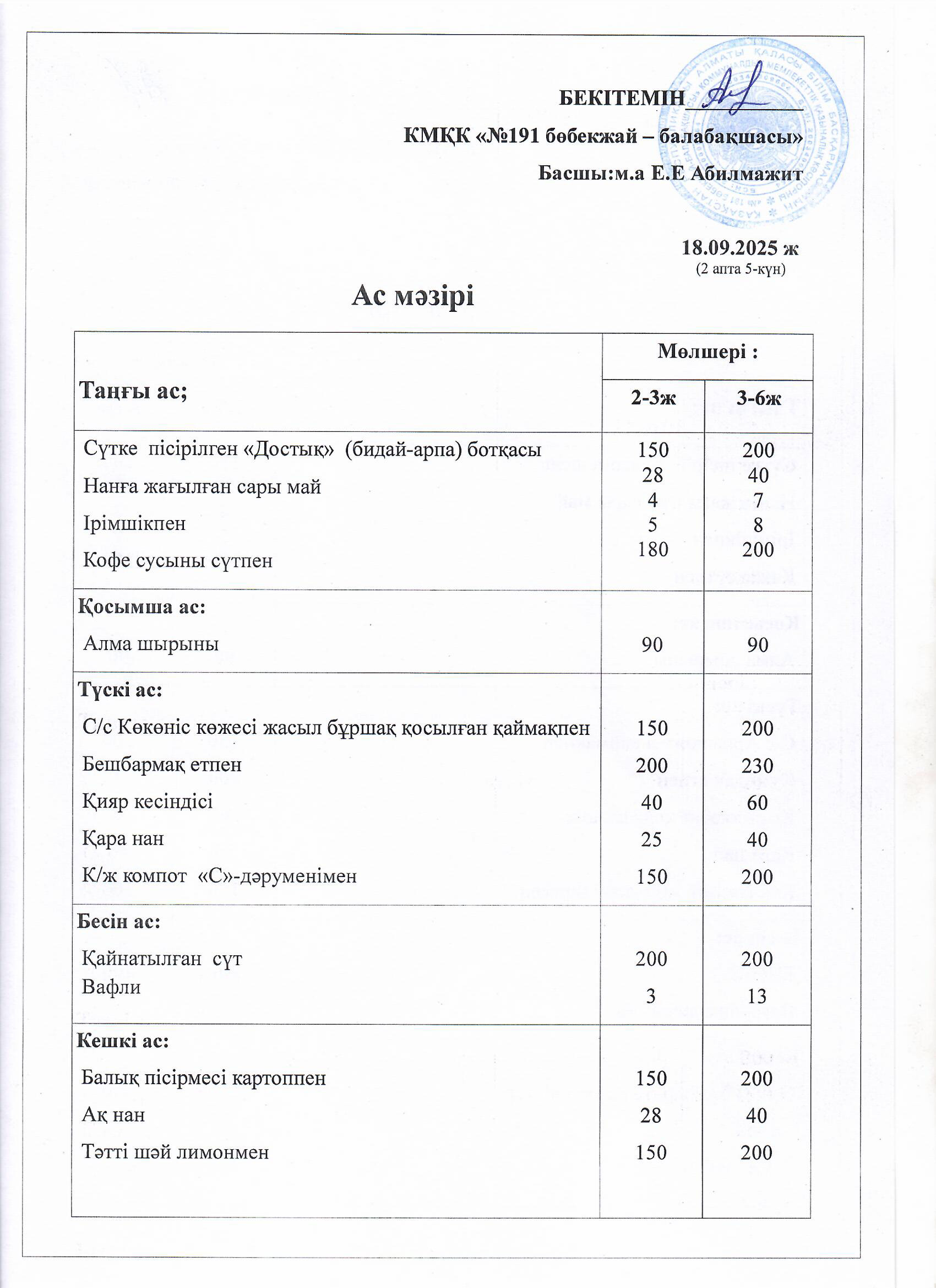Ас мәзірі