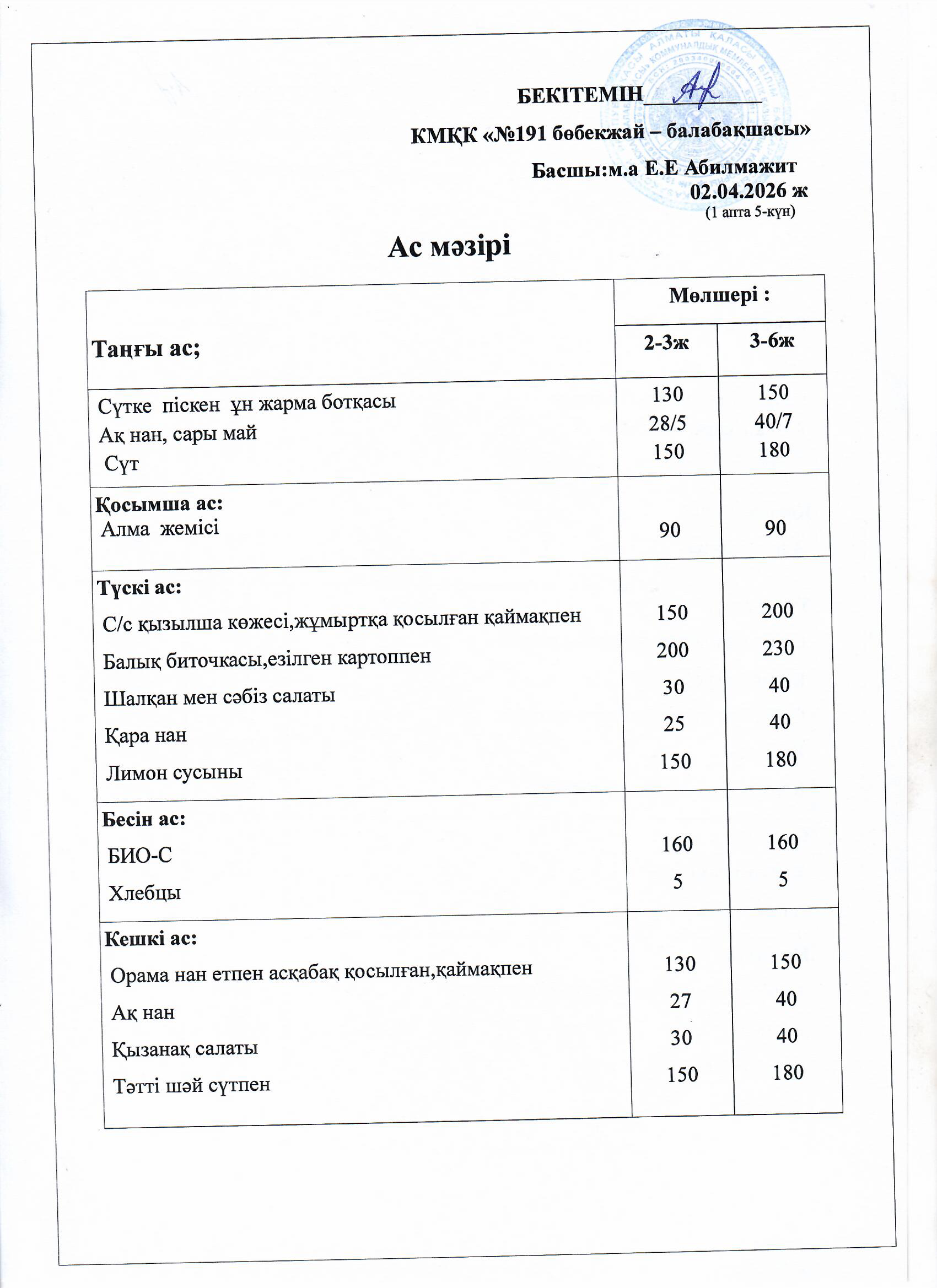 Ас мәзірі