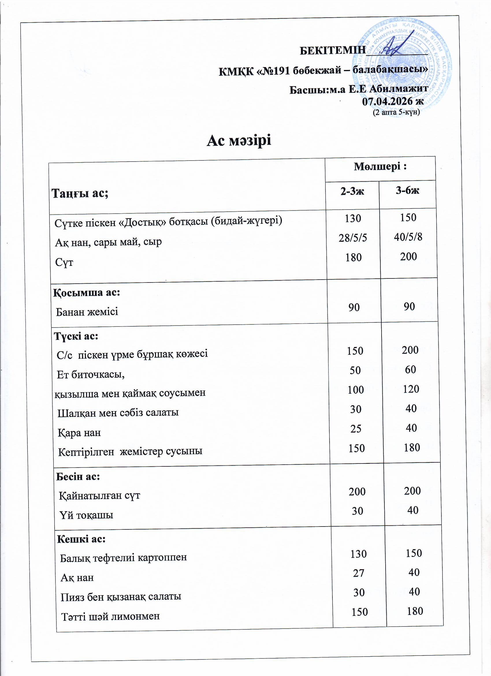 Ас мәзірі