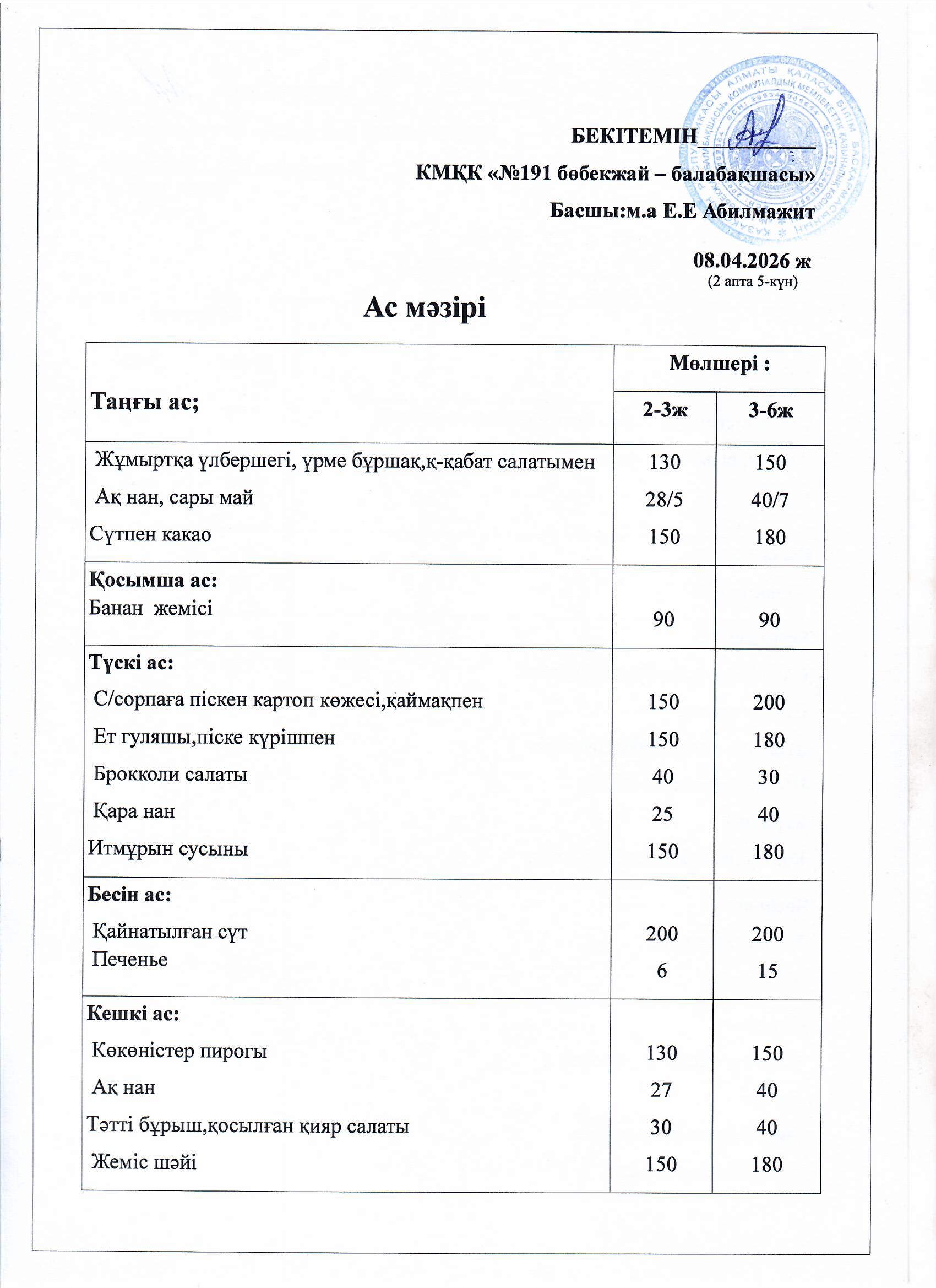Ас мәзірі