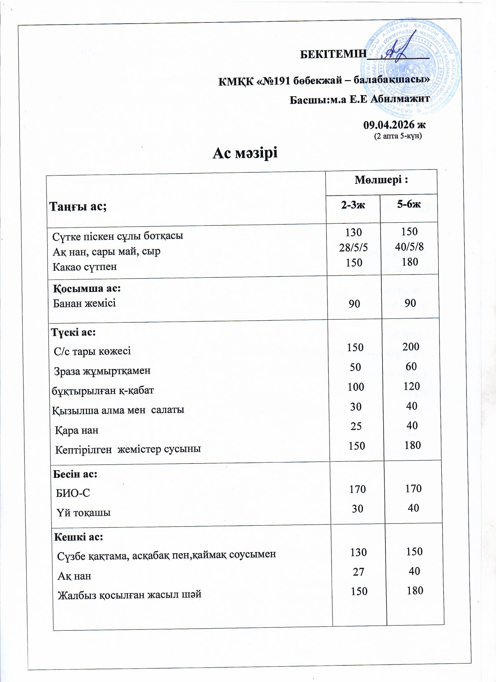 Ас мәзірі
